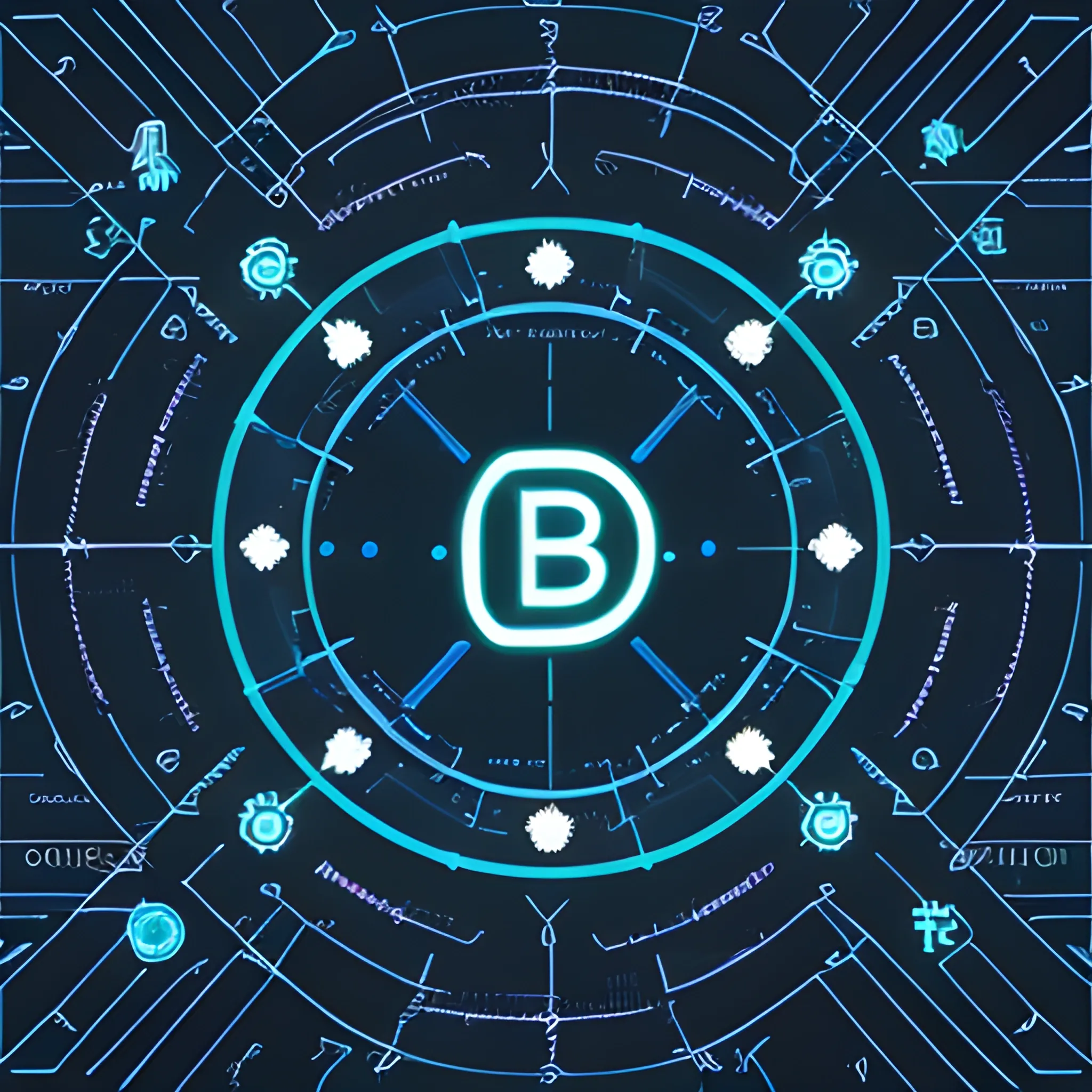 Generate an image of a sleek and modern logo featuring the letters 'BTN' in a creative and prominent manner. Utilize a minimalistic design, with bold lines and sharp edges, to convey sophistication and clarity. Implement a futuristic color palette, incorporating hues such as electric blue, neon green, and metallic silver, to signify innovation and technology. Consider adding subtle elements that represent data analytics, machine learning, or artificial intelligence, such as a stylized circuit pattern or a simple graph. Ensure the final output is a high-resolution image, optimized for various applications including print, web, mobile, and social media platforms.