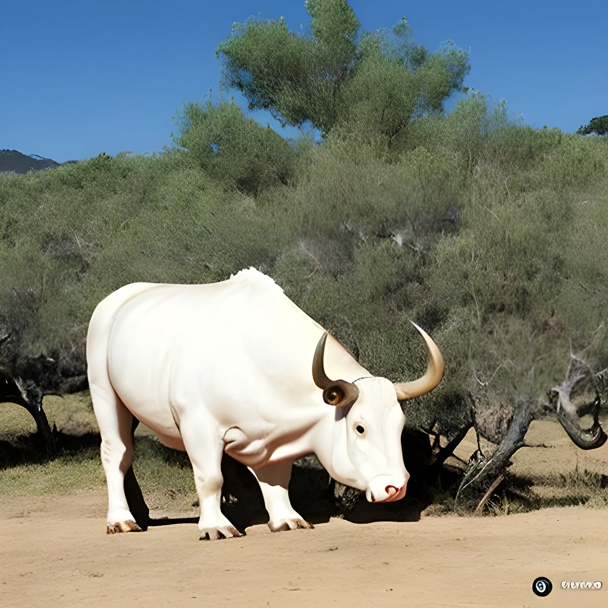 toro blanco de patas negras