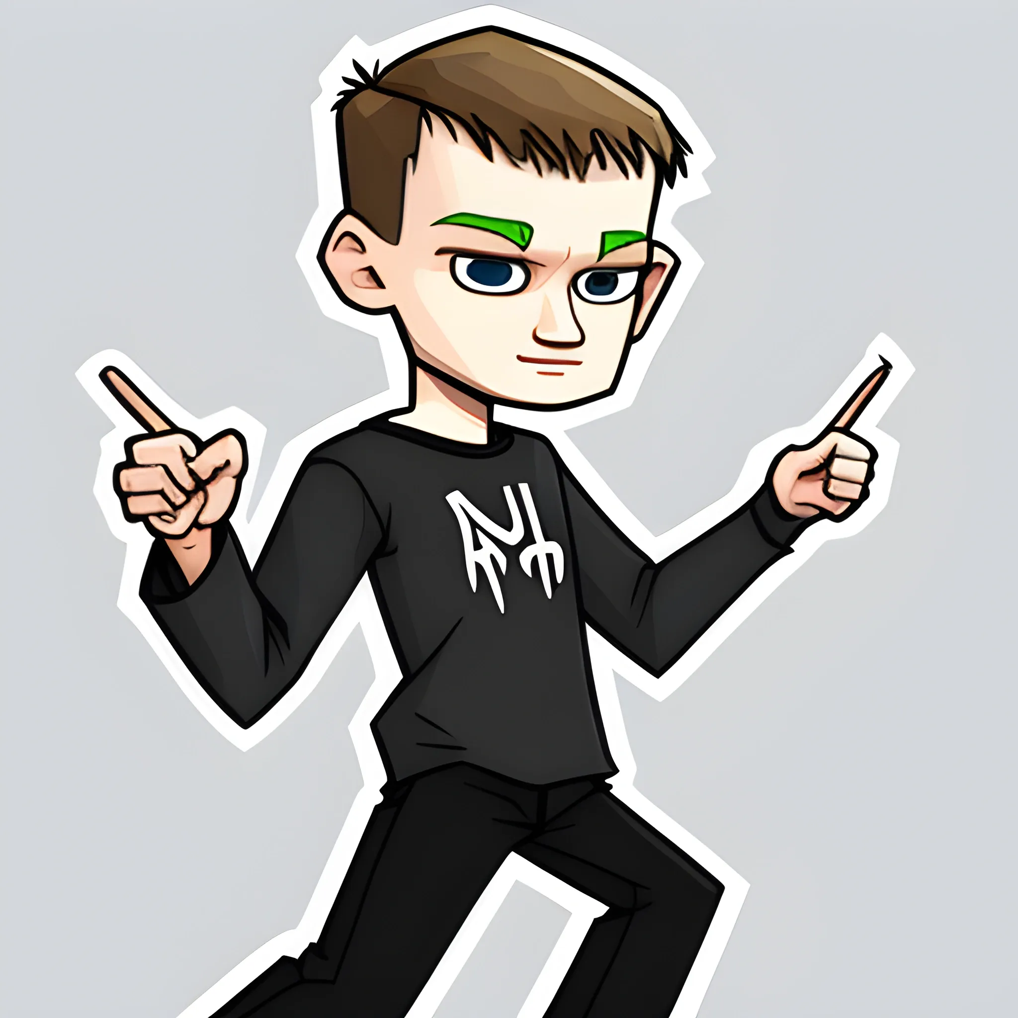 full body vitalik buterin points his index finger to the side, Cartoon