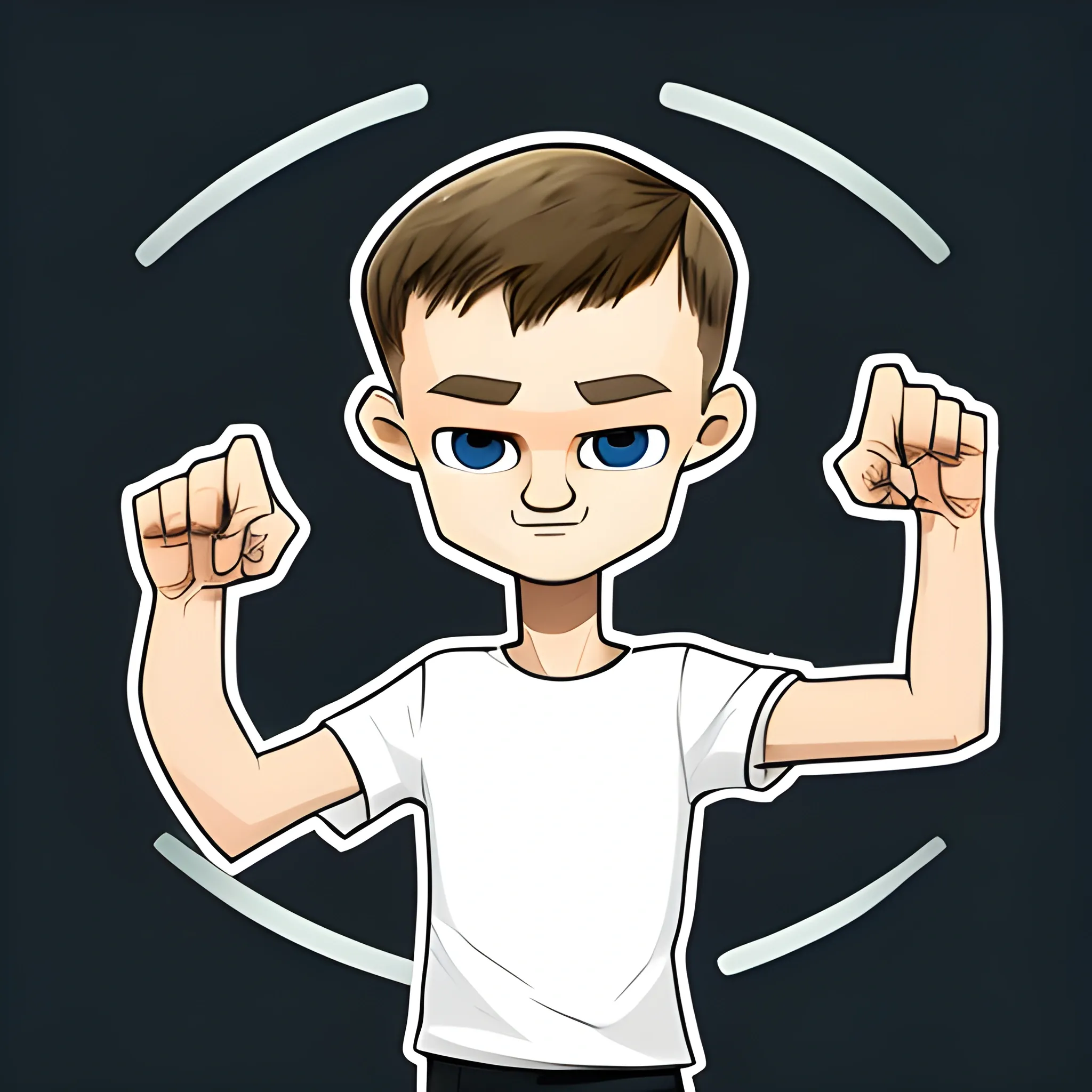 full body vitalik buterin points his index finger to the side, Cartoon