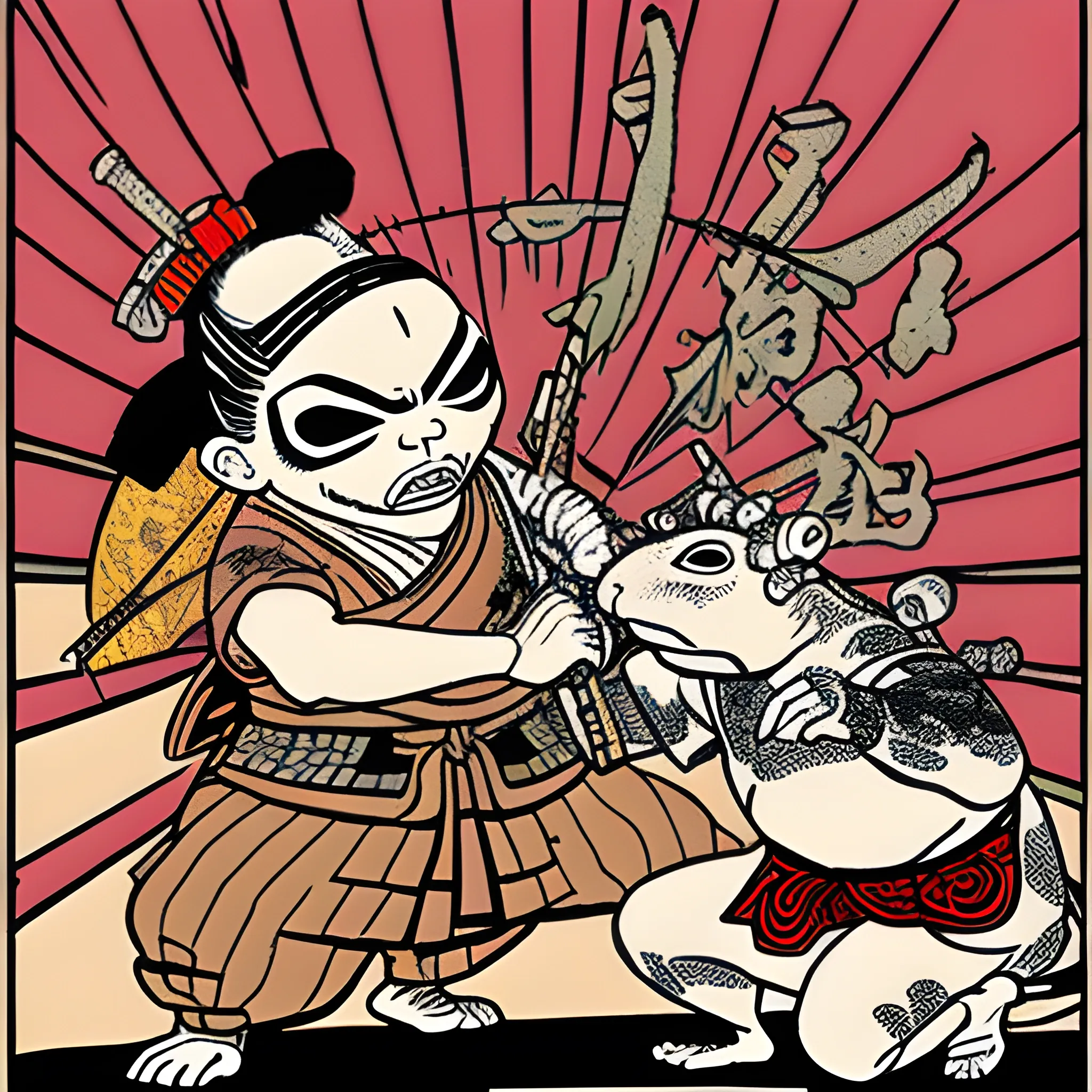 samurai toad fights yakuza rat, Trippy