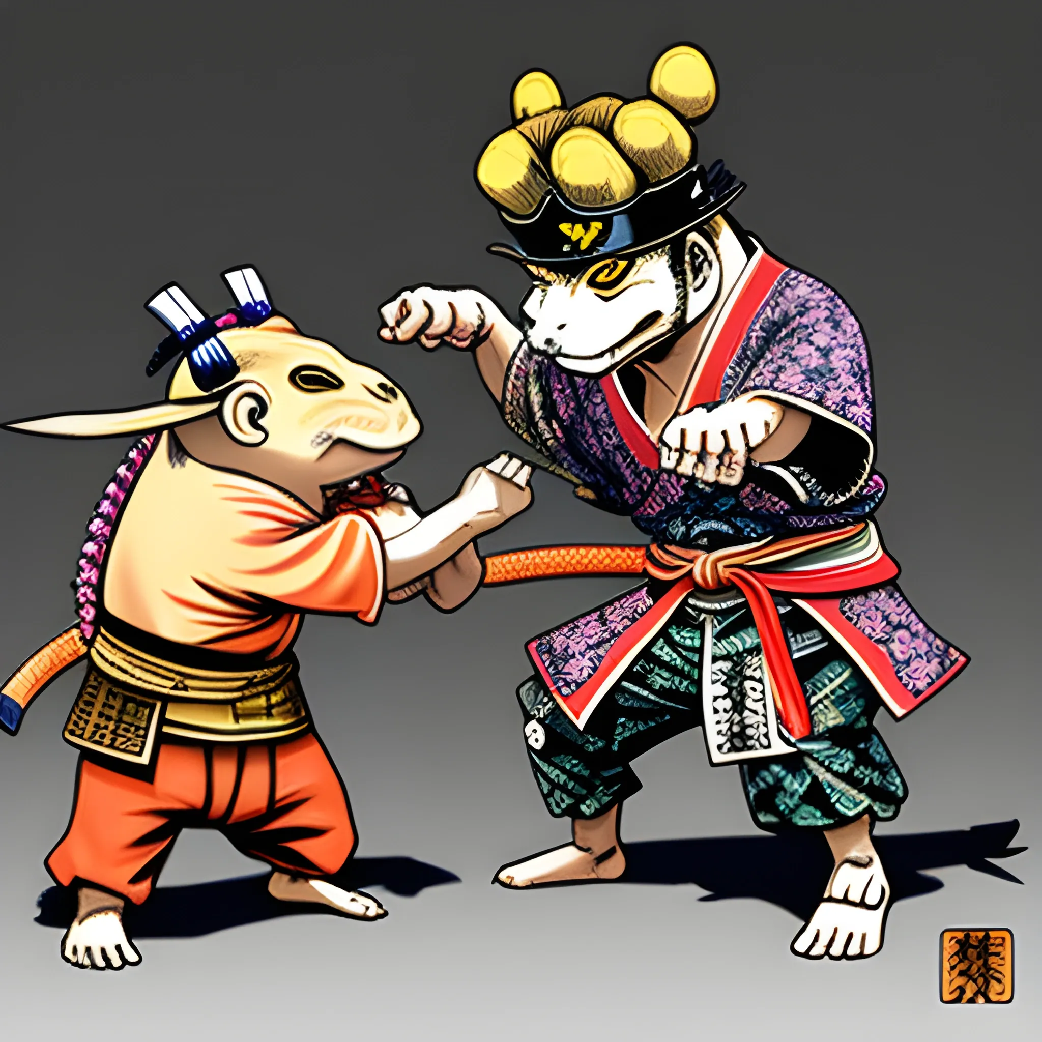 samurai toad fights yakuza rat, Trippy