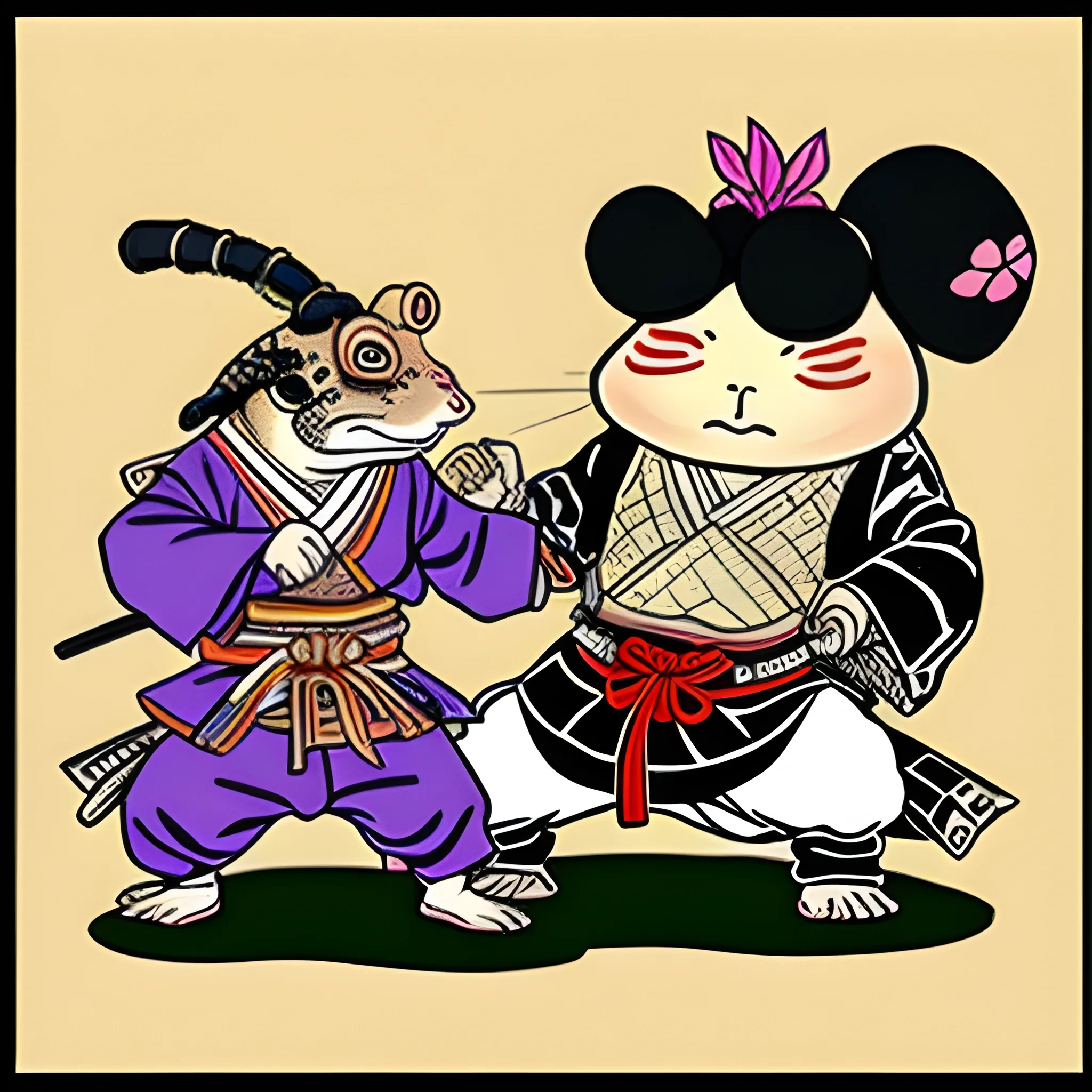 samurai toad fights yakuza rat, Trippy