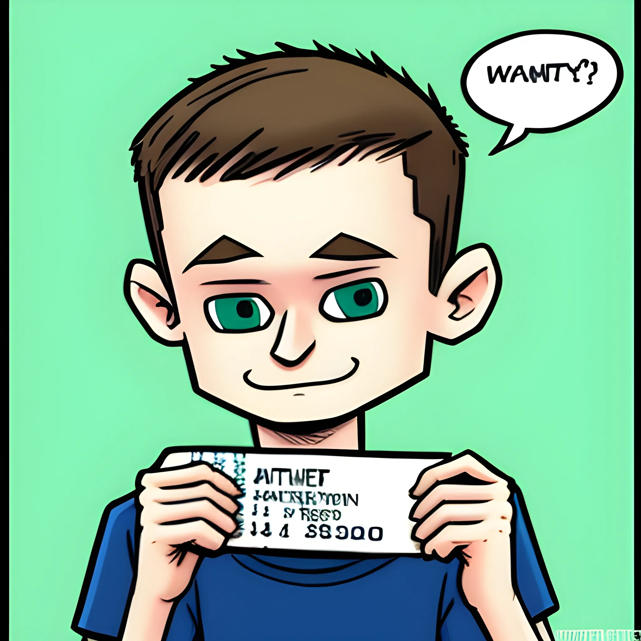 vitalik buterin holding money in his hand, Cartoon