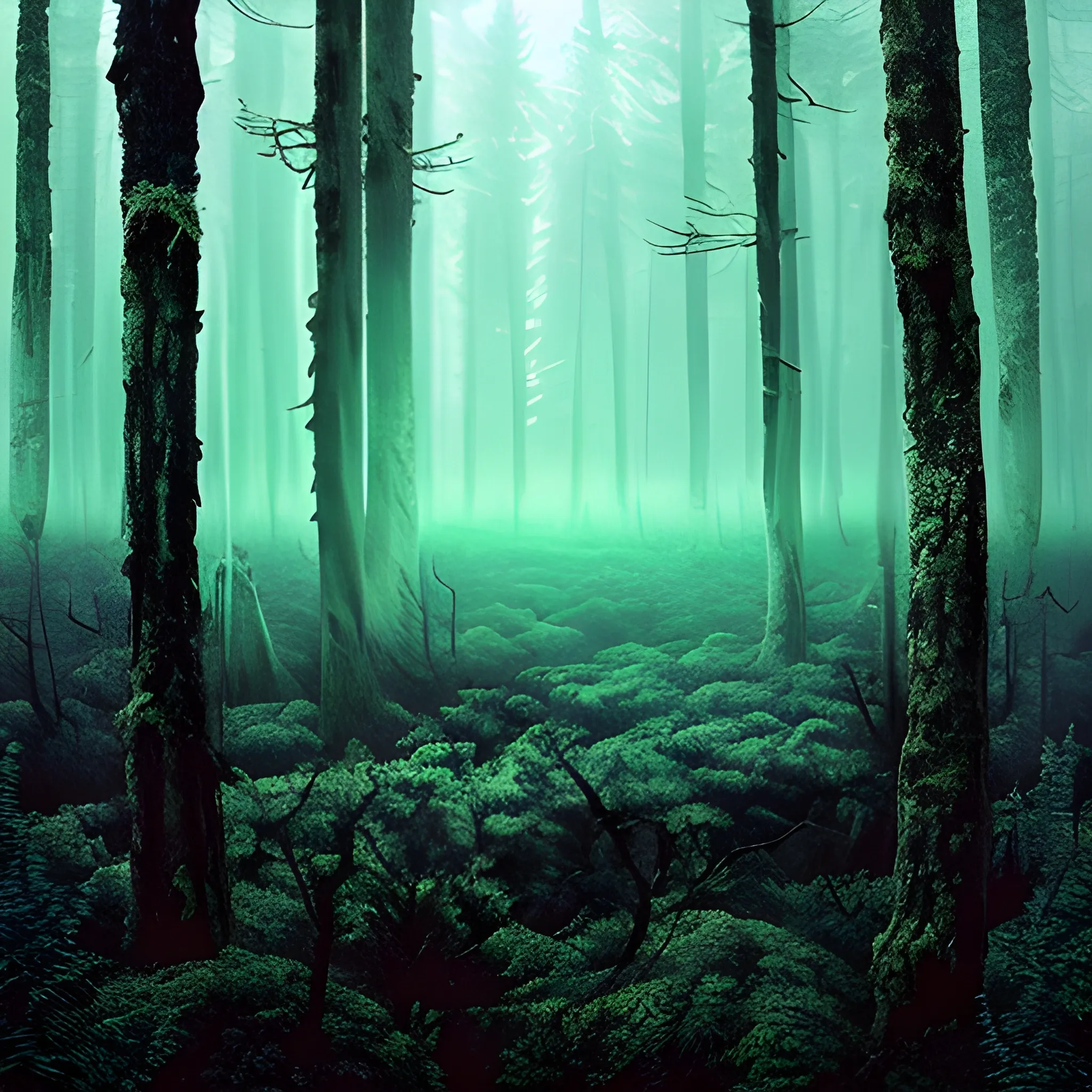 dark, dense, moldy forest, Trippy, Trippy