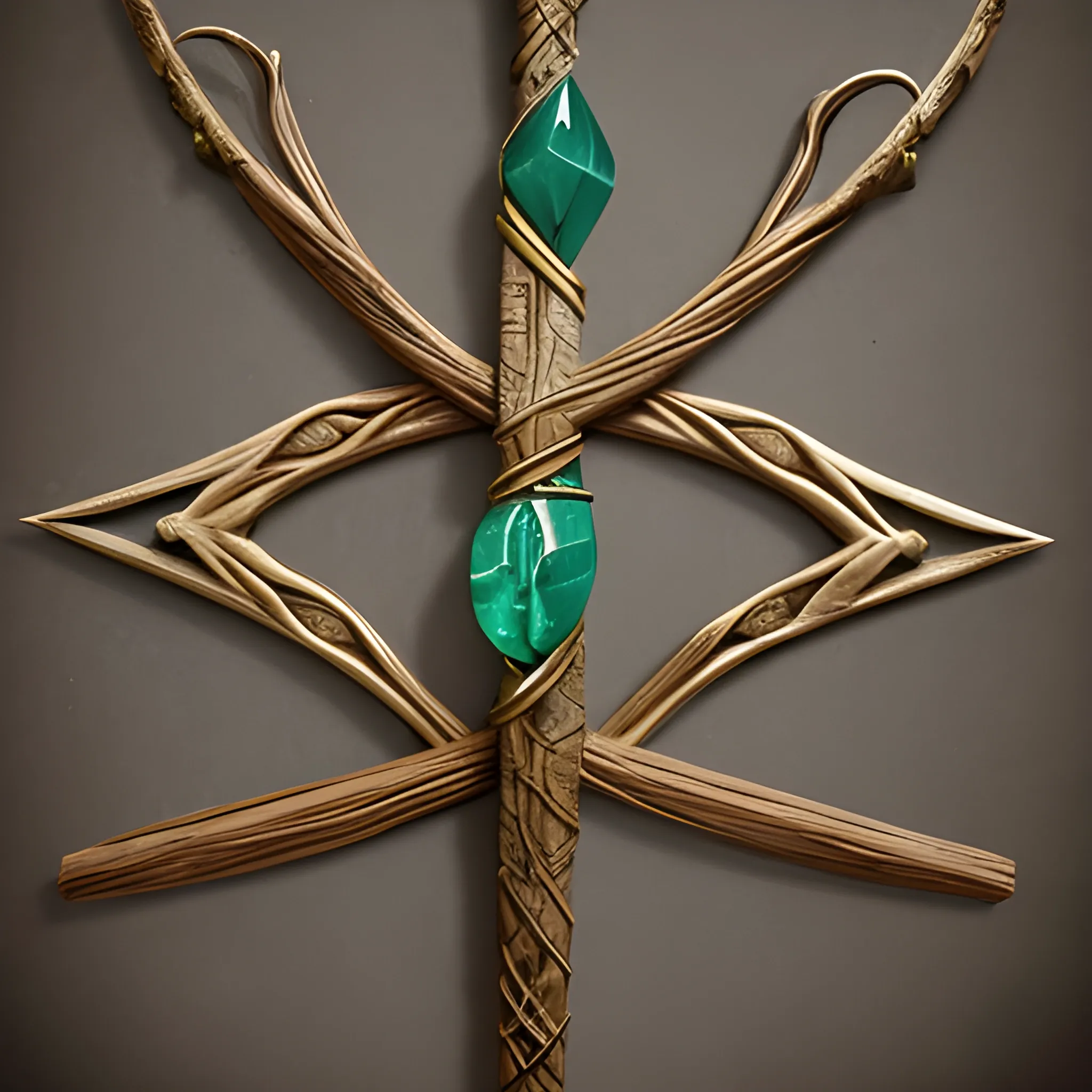 An intricately carved bow made from the ancient bones of a dragon, with a string woven from the dragon's sinew. It has a natural, organic curvature, adorned with emerald gemstones embedded into the grip. The arrowheads are shaped like dragon claws, and the scene is set in a misty forest, with the bow half-drawn, ready to unleash its elemental arrows.