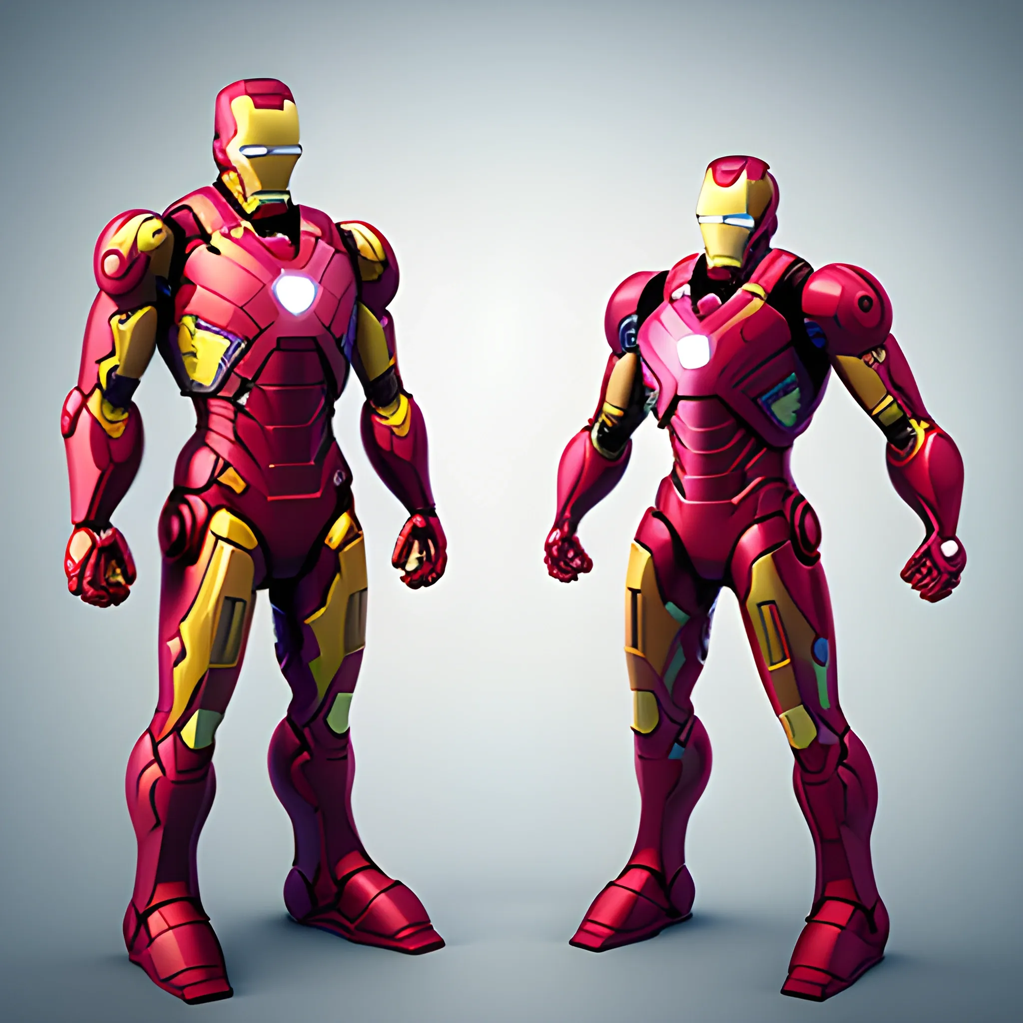 cartoon 3d render style, ironman shooting a vilain