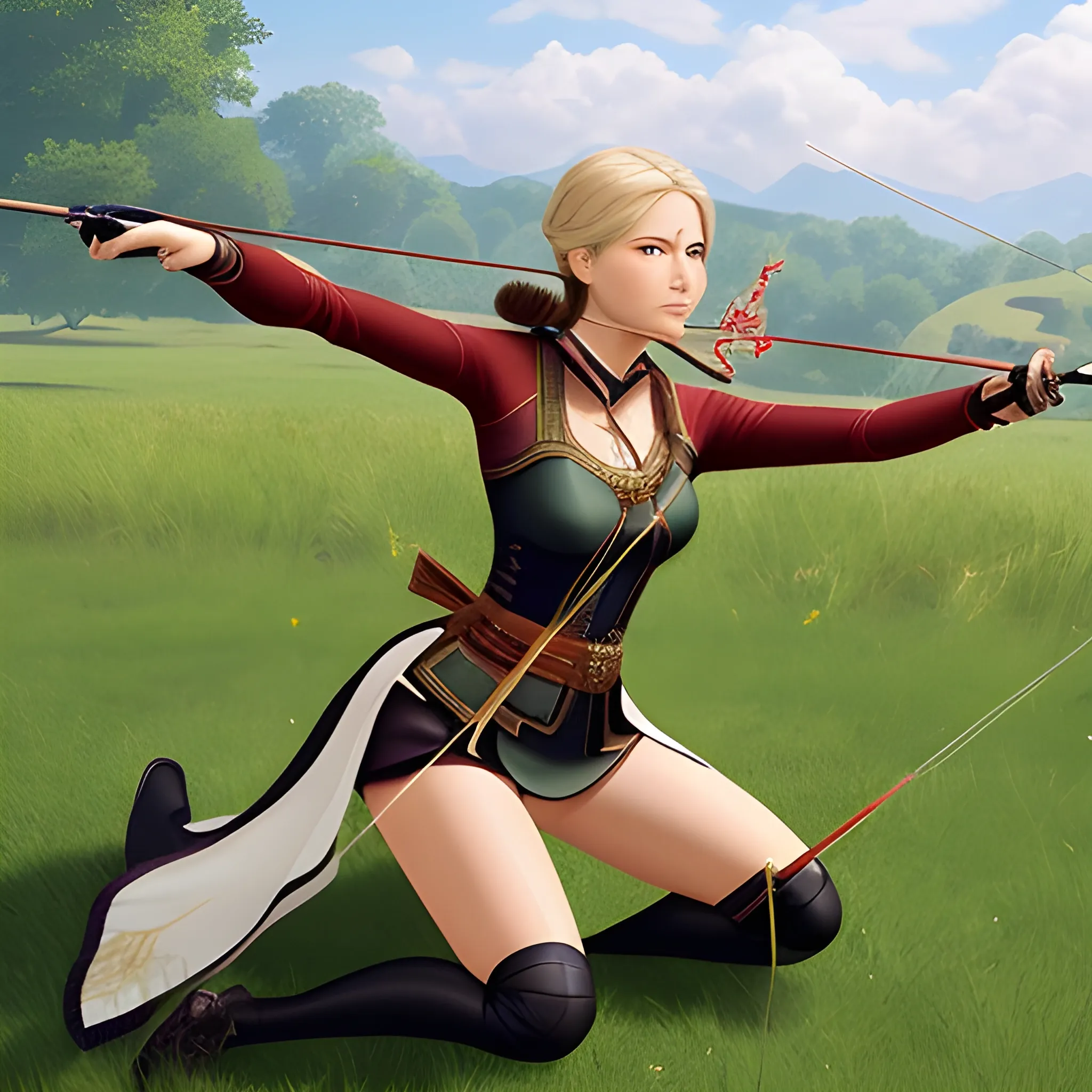 lady archer aiming her target