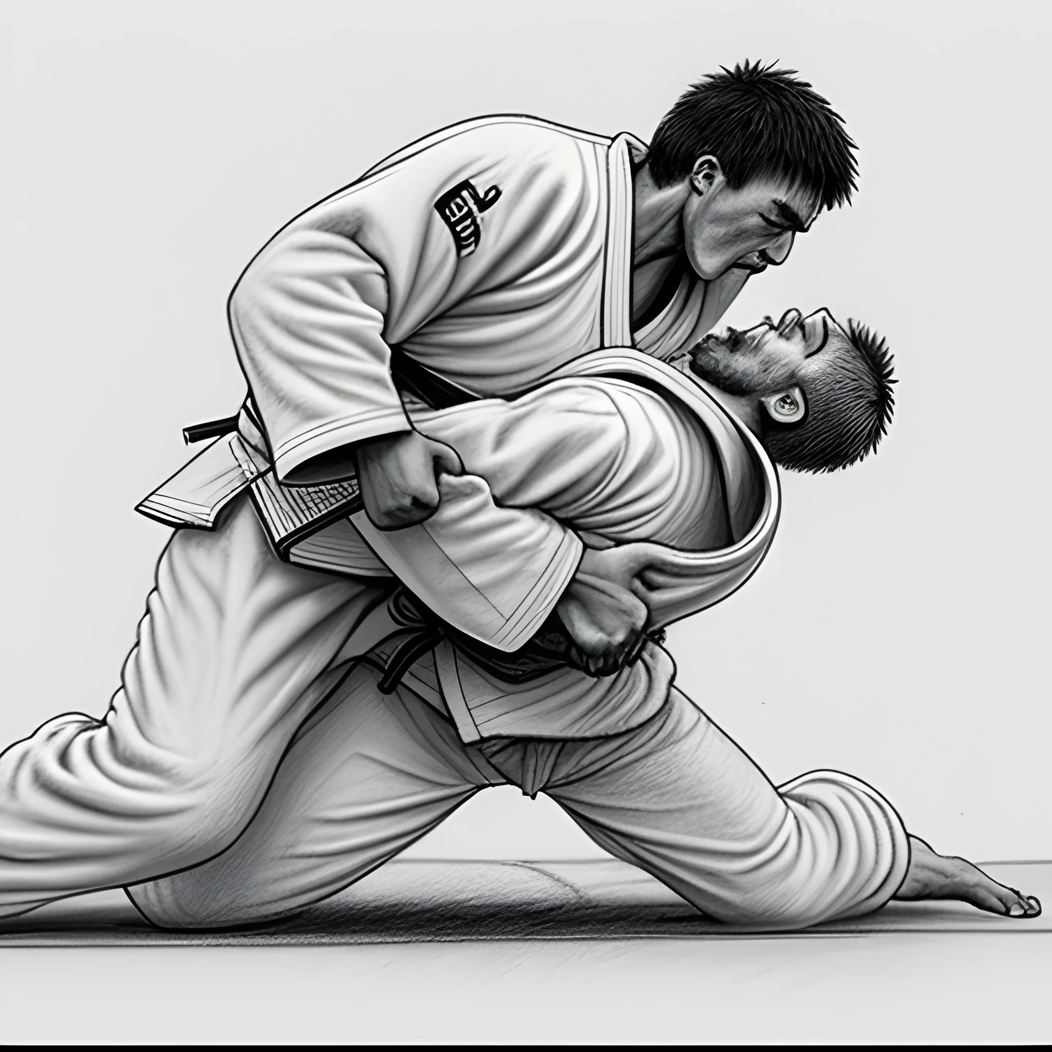 judo action, Pencil Sketch