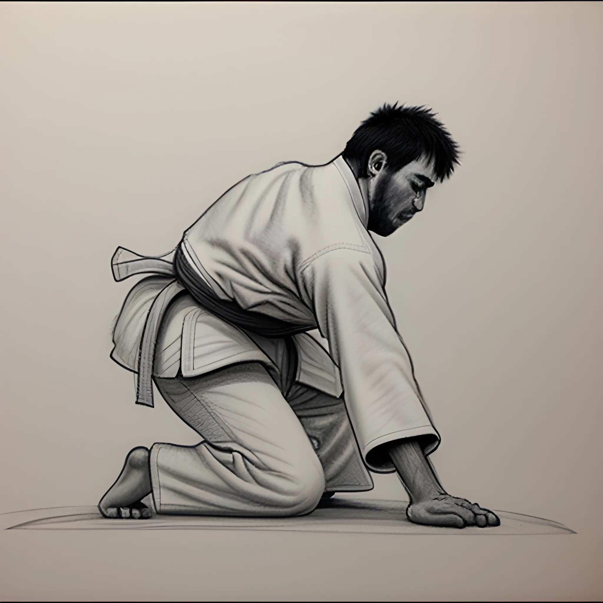 judo pose, Pencil Sketch