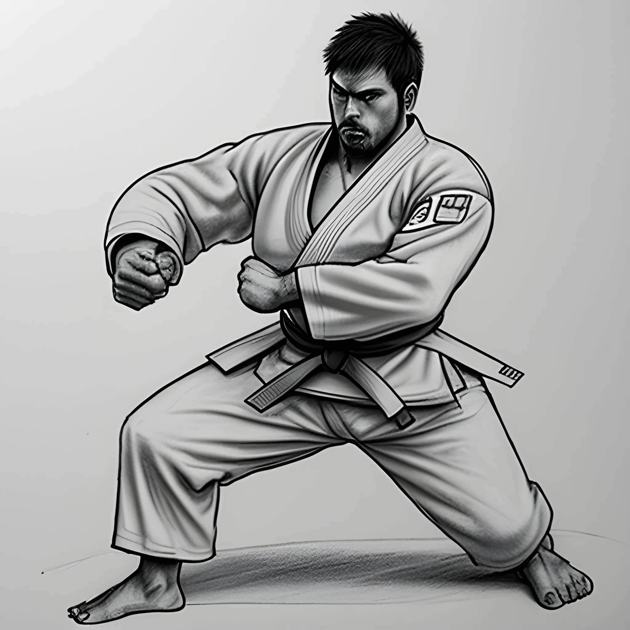 judo pose, Pencil Sketch