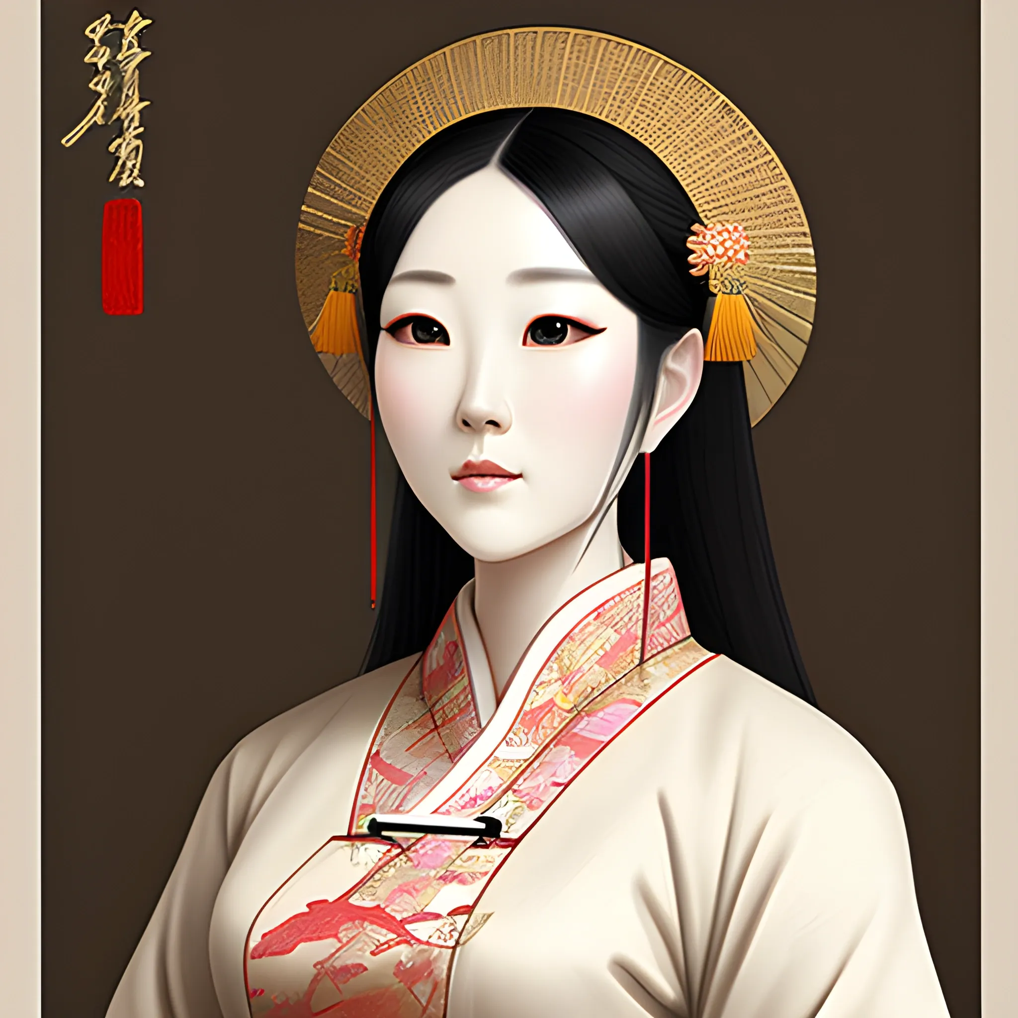 Pictures of ladies in ancient Chinese traditional painting style, elegant, master paintings, 3D, Pencil Sketch