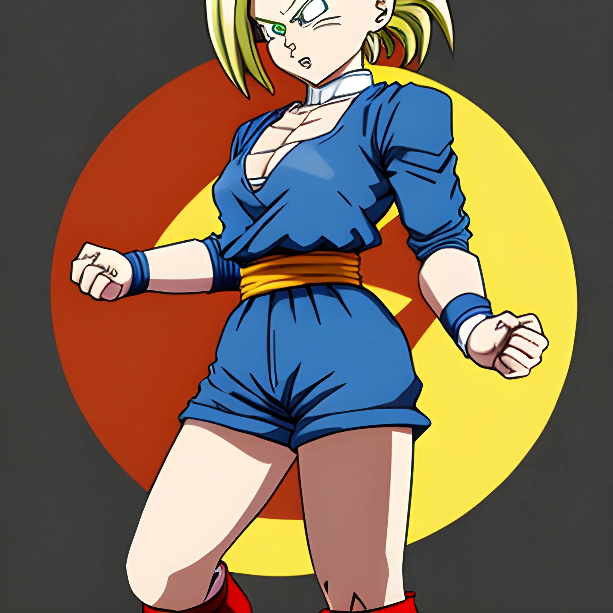 Android 18 from the "Dragon Ball" anime created by Akira Toriyama