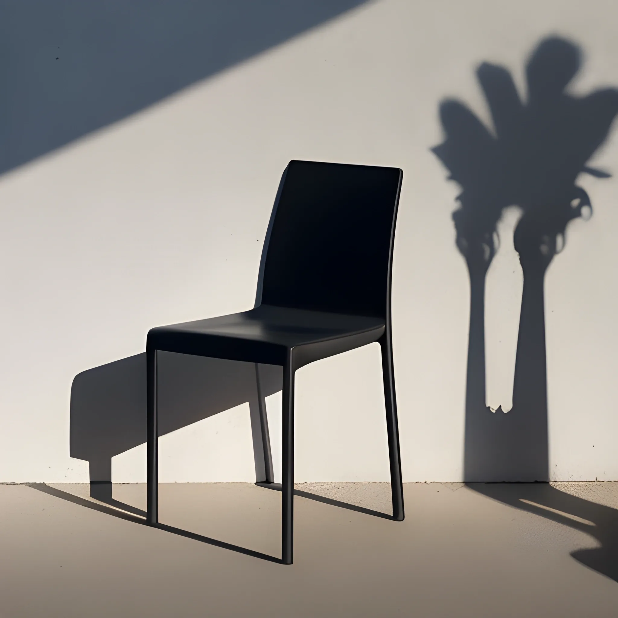 chair casting a shadow on a wall.
