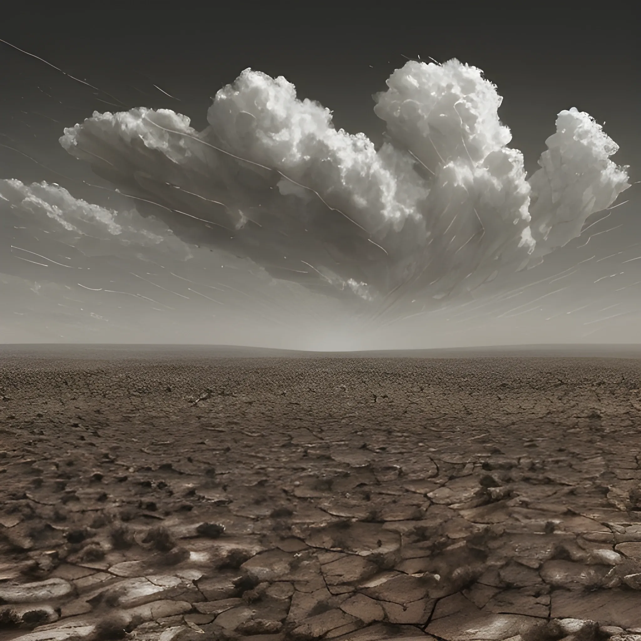 A barren, dry landscape with no vegetation, where the ground is cracked and lifeless. In the foreground, chaff is scattered and being blown away by a strong wind, representing instability and the lack of substance. The chaff is light and insubstantial, floating aimlessly in the air, contrasting with the desolate earth below. The sky is overcast with dark, foreboding clouds, adding a sense of emptiness and transience. The overall scene feels harsh and unforgiving, emphasizing the fleeting and unrooted nature of the chaff.


