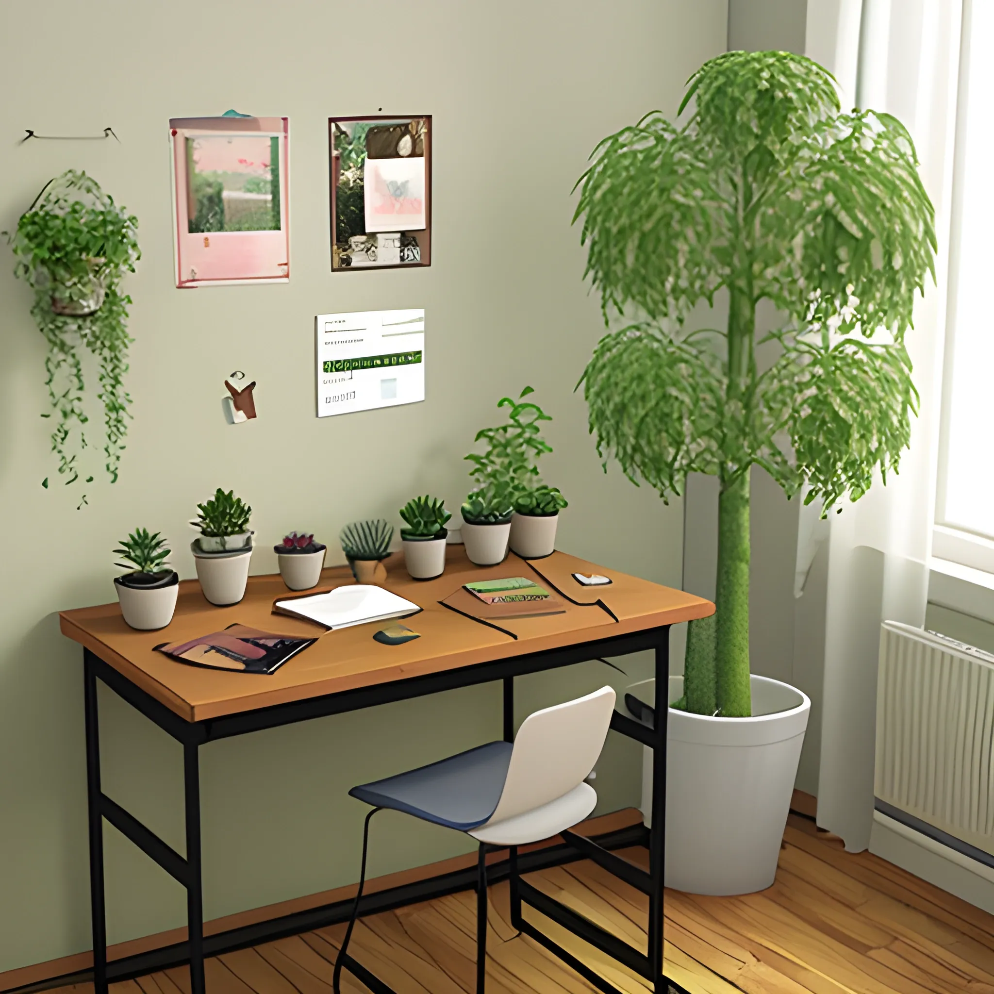 bedroom flowers plants cosy vintage, 3D, workdesk, pc