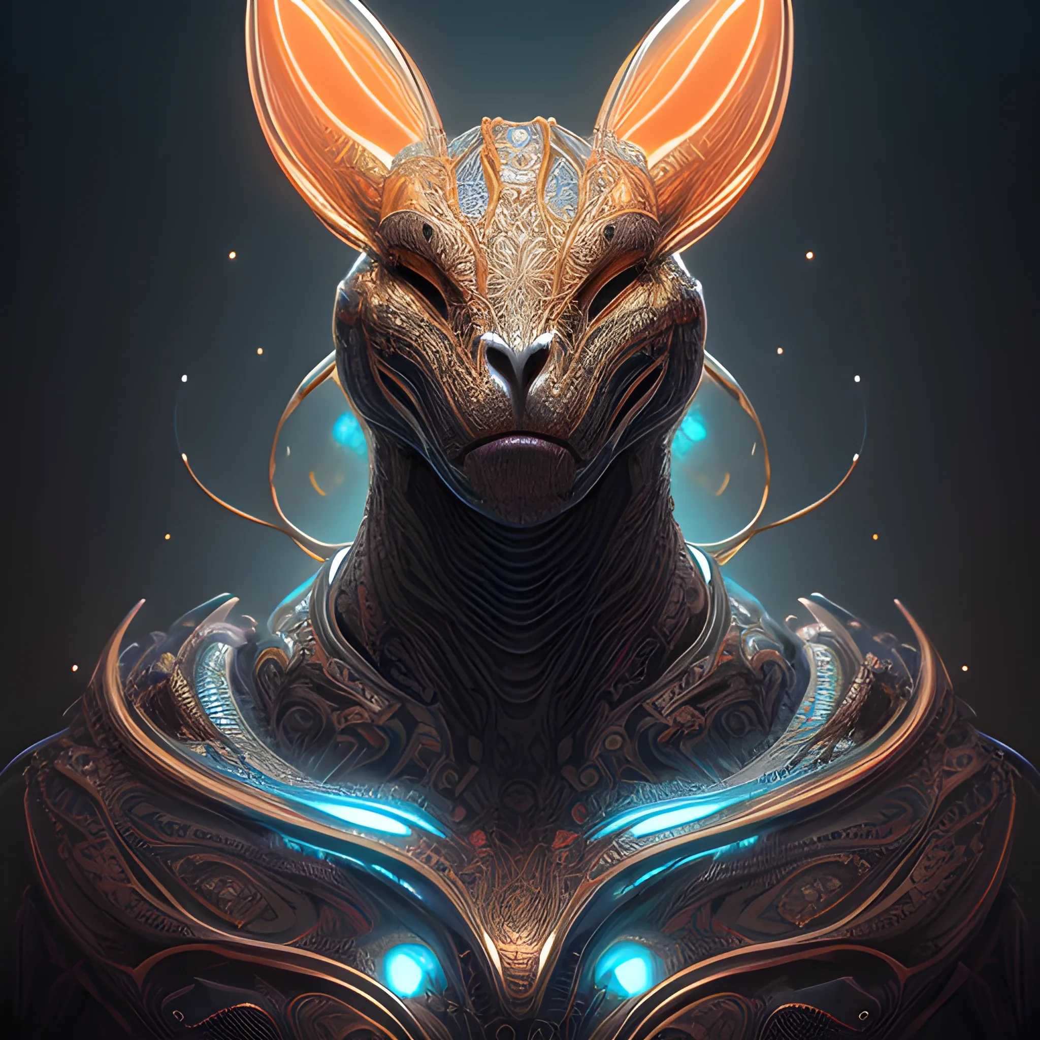 A detailed and intricate digital art piece in a cinematic style, this ultra high resolution portrait of a powerful alien beast is a true masterpiece. The beautiful lighting and playful design make it a trend-setter on ArtStation. A true award-winning work.