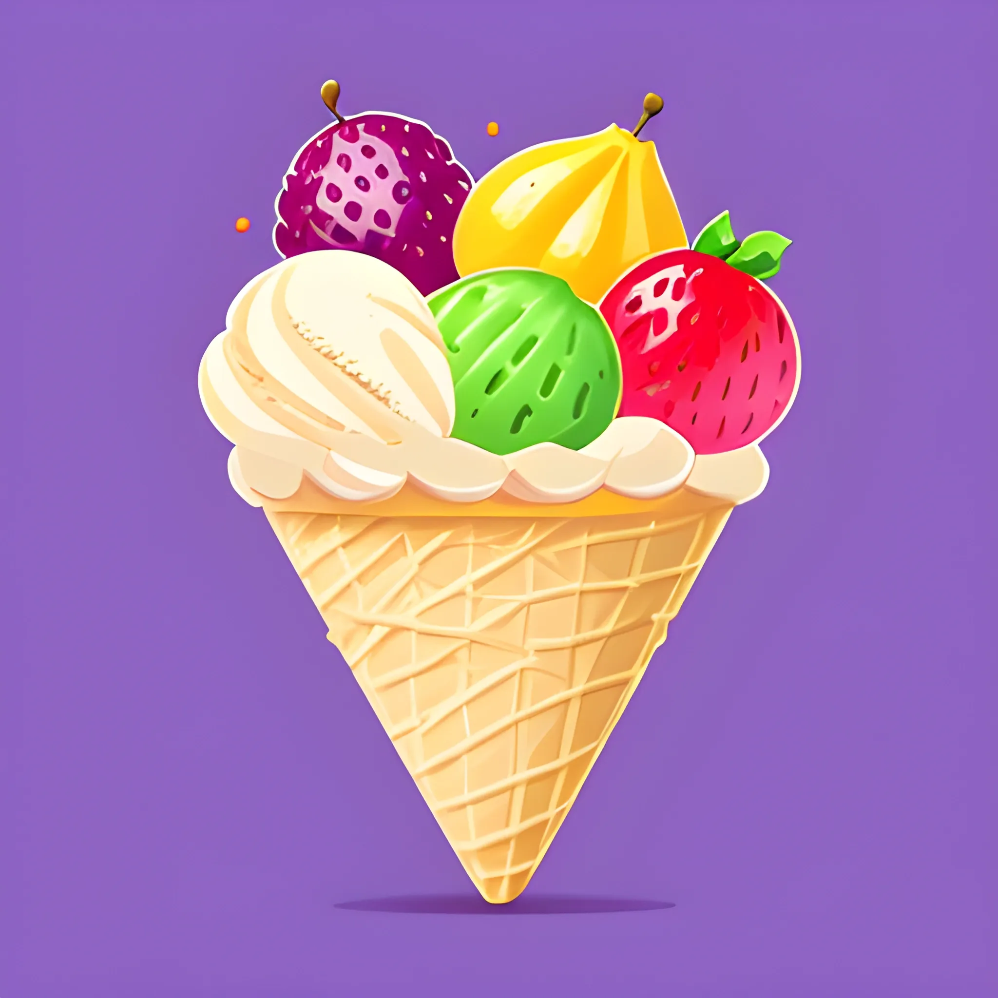 Logo, Cartoon, name: fruti chaska, ice cream, fruits 