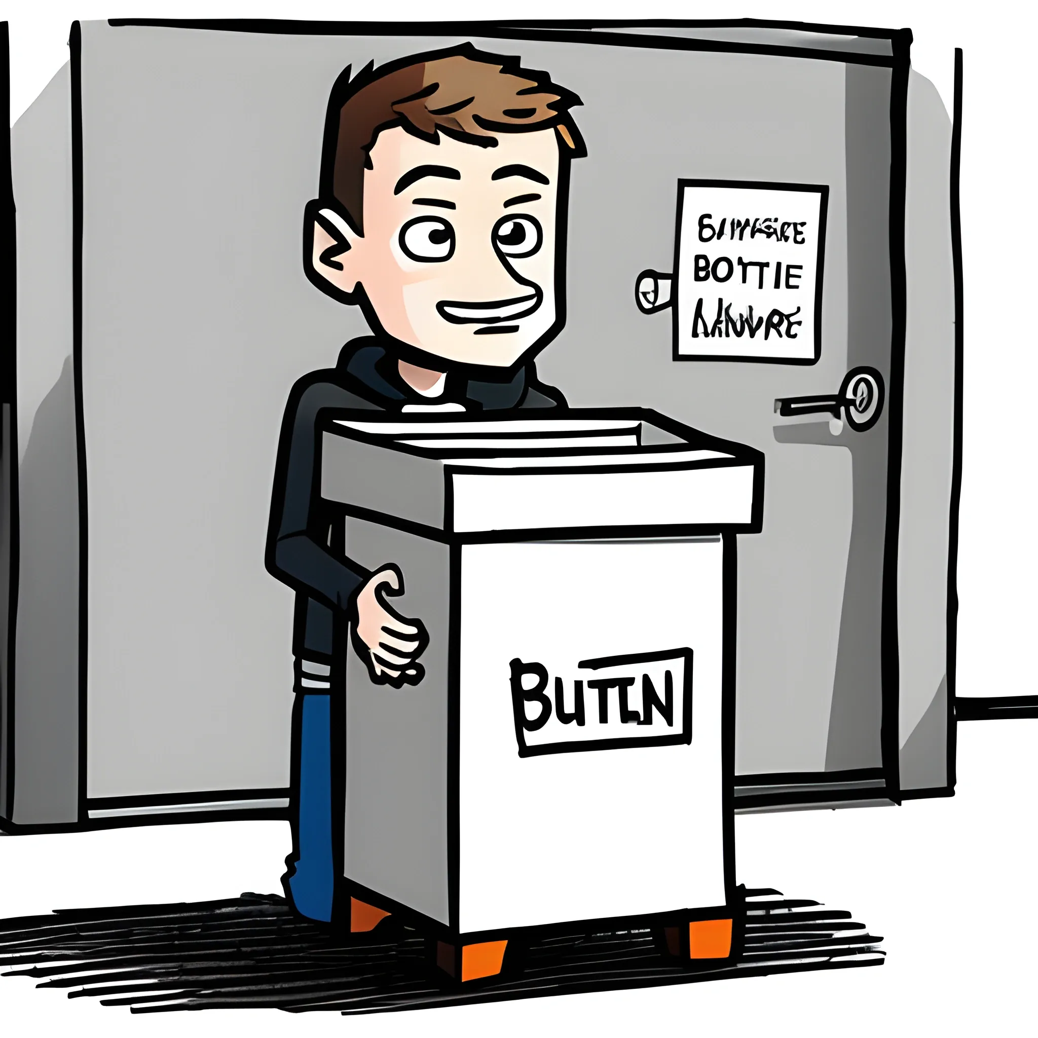 Vitalik Buterin carries a donation box, cartoon