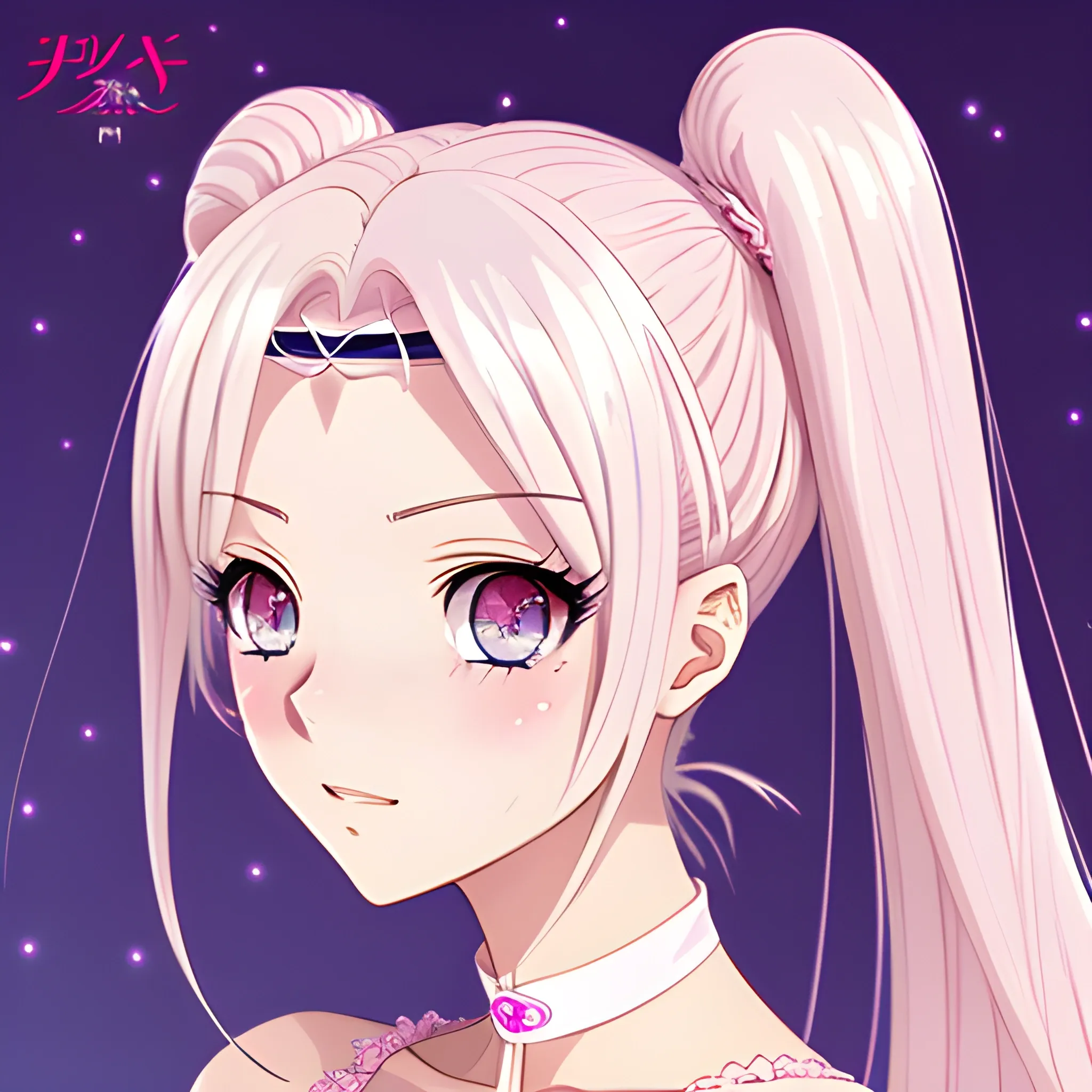 Anime girl, 8-10 years old, girl, blonde hair, twin ponytails, round face, fair skin, sparkling eyes, small cute nose, short stature, slim, agile, pink and white dress, white flowers, pink ribbons, white princess shoes, bow knot, little accessories, pink gem hair clip, white lace handkerchief, sweet, vibrant, young girl, brave, kind-hearted, fairytale princess,warm, dreamy, beautiful detailed eyes, beautiful detailed lips, extremely detailed eyes and face, long eyelashes, anime art style