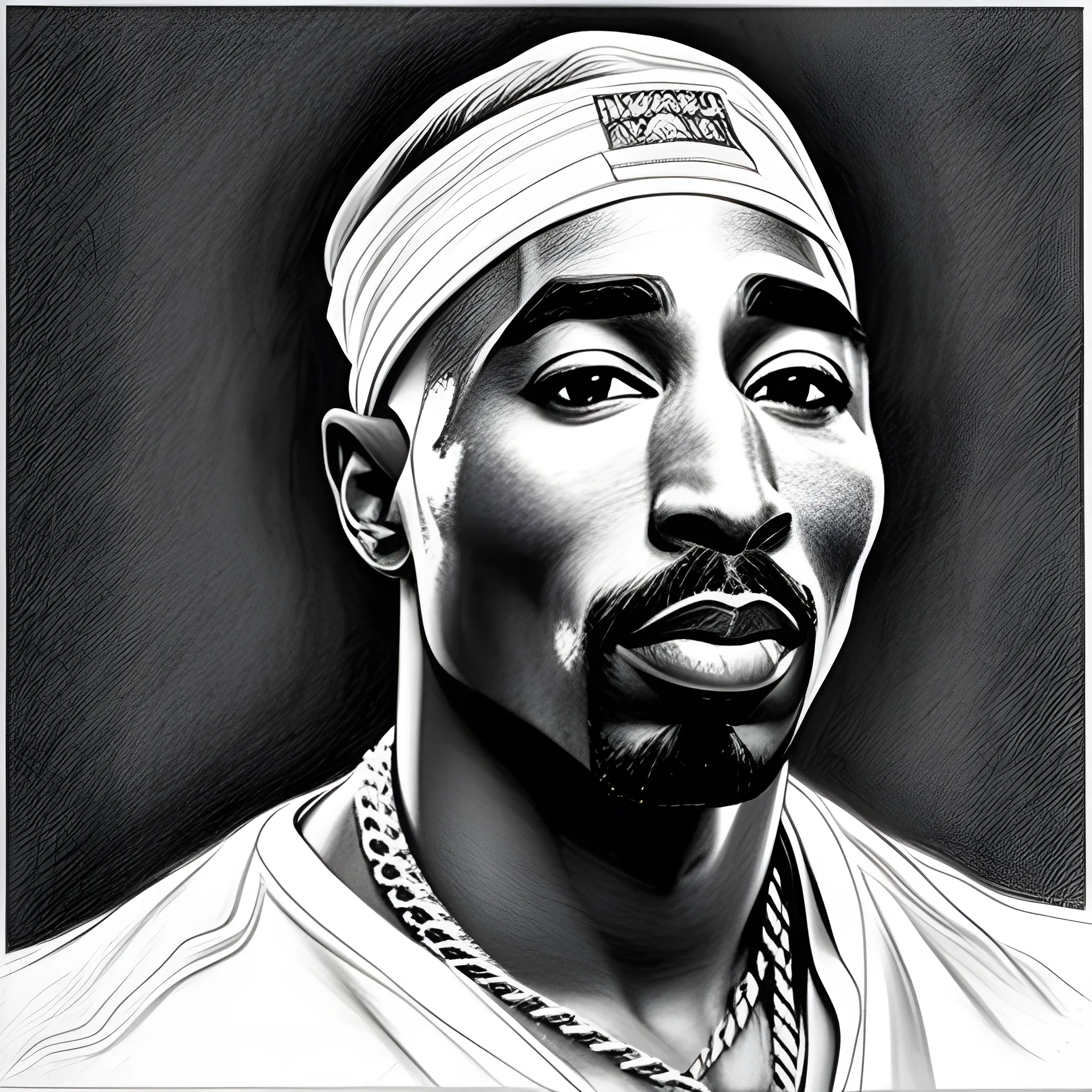 A youthful, candid portrait of Tupac, Pencil Sketch