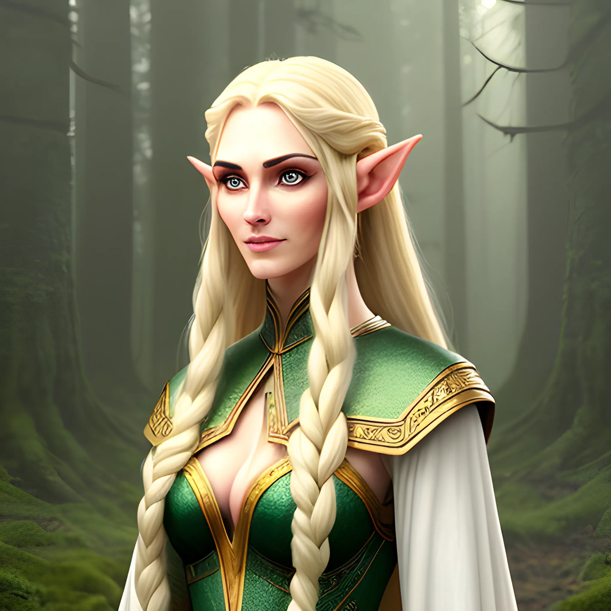 Lianna is distinguished by her long, blonde hair. Her hair falls to her shoulders in soft waves, and their golden color shines under the forest sun. His eyes are bright green, reminiscent of the endless green of the forest. These eyes are very deep and reflect the wisdom and experience of the elves who have lived in them for thousands of years.

Her skin is white and delicate, shining like pearls, typical of elven people. The face is long and thin, the nose and cheeks are thin, and the lips are thin and naturally red. And the expression on his face is serious but kind; despite all the hardships he has gone through, he has maintained strength and confidence.

Lyanna is dressed like an elven warrior. His body is covered in light armor, which is comfortable and durable, decorated with forest-inspired patterns. Her clothing is light and in shades of green, brown and light blue that blend with the forest, making her one with nature. He also carries a small vial (vial) with an old and mysterious appearance, which is a reminder of his healing abilities.

A lyanna is usually armed with a long, thin sword or a bow, which is common among elves. He is tall and his movements are smooth and natural, which shows his lightness and agility. Her overall appearance is bold yet subtle and elegant, matching her strong yet empathetic nature., 3D, , Pencil Sketch