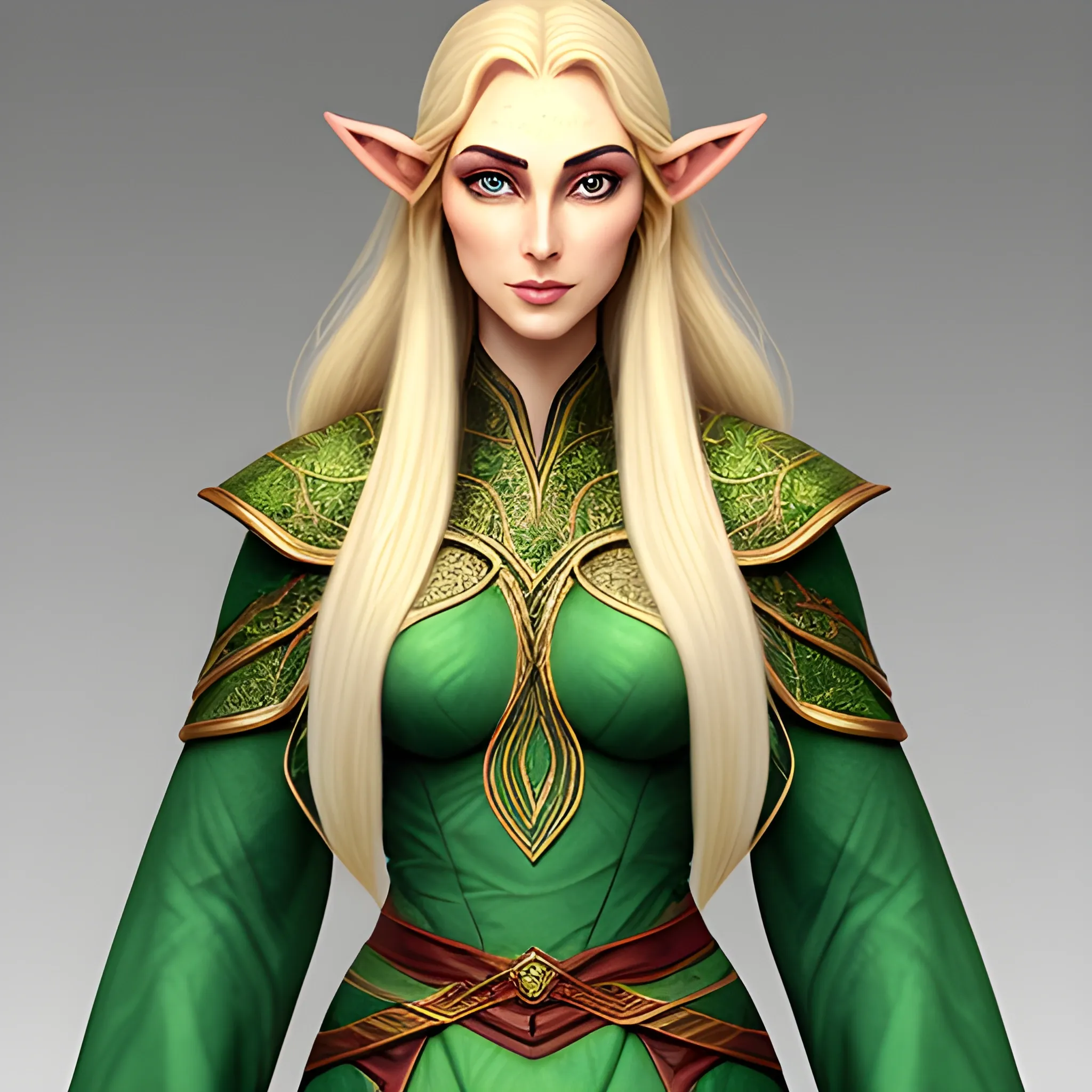 Lianna is distinguished by her long, blonde hair. Her hair falls to her shoulders in soft waves, and their golden color shines under the forest sun. His eyes are bright green, reminiscent of the endless green of the forest. These eyes are very deep and reflect the wisdom and experience of the elves who have lived in them for thousands of years.

Her skin is white and delicate, shining like pearls, typical of elven people. The face is long and thin, the nose and cheeks are thin, and the lips are thin and naturally red. And the expression on his face is serious but kind; despite all the hardships he has gone through, he has maintained strength and confidence.

Lyanna is dressed like an elven warrior. His body is covered in light armor, which is comfortable and durable, decorated with forest-inspired patterns. Her clothing is light and in shades of green, brown and light blue that blend with the forest, making her one with nature. He also carries a small vial (vial) with an old and mysterious appearance, which is a reminder of his healing abilities.

A lyanna is usually armed with a long, thin sword or a bow, which is common among elves. He is tall and his movements are smooth and natural, which shows his lightness and agility. Her overall appearance is bold yet subtle and elegant, matching her strong yet empathetic nature., 3D, , Pencil Sketch, Trippy