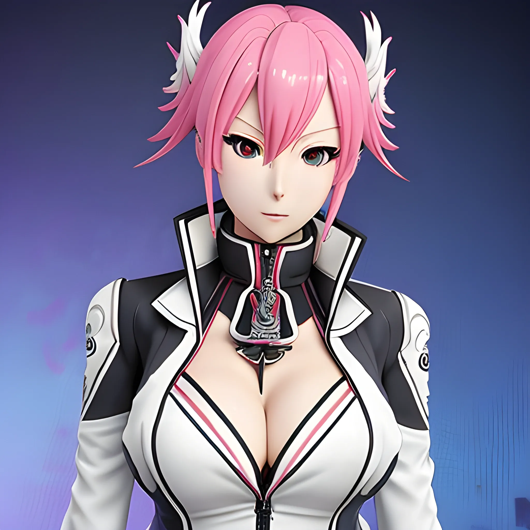 an image of Tendoji Sarah from Gunslinger Stratos 2 Gamplay. Wears the same type of outfit, and has a ahegao expression. The background should be a dark, moody setting, reminiscent of the game’s atmosphere. viewable sexy Cleavage. Beautiful. -1 Offset. eye-catching detail, realistic ultra-detailed