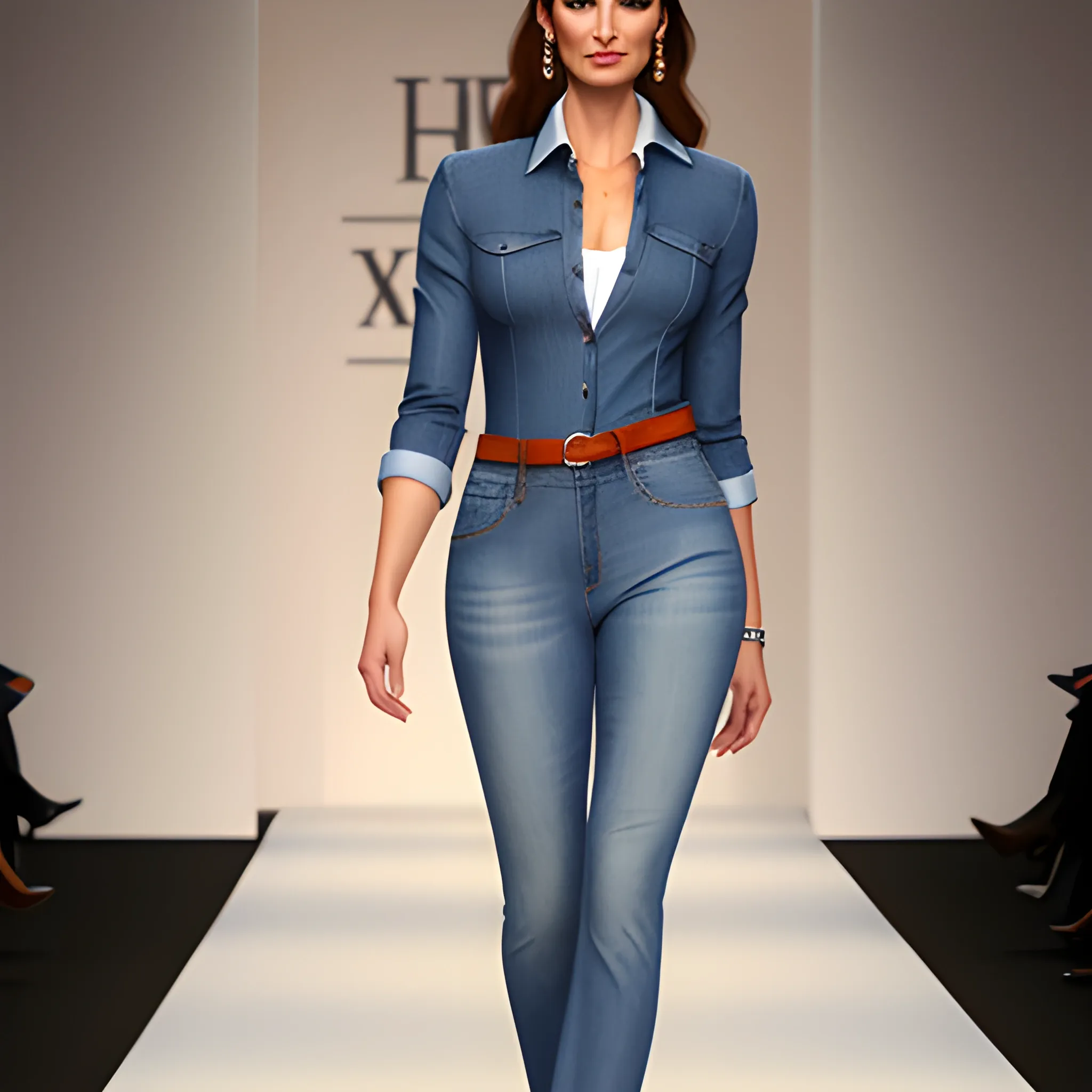 Formal denim runway outfit for cowgirl