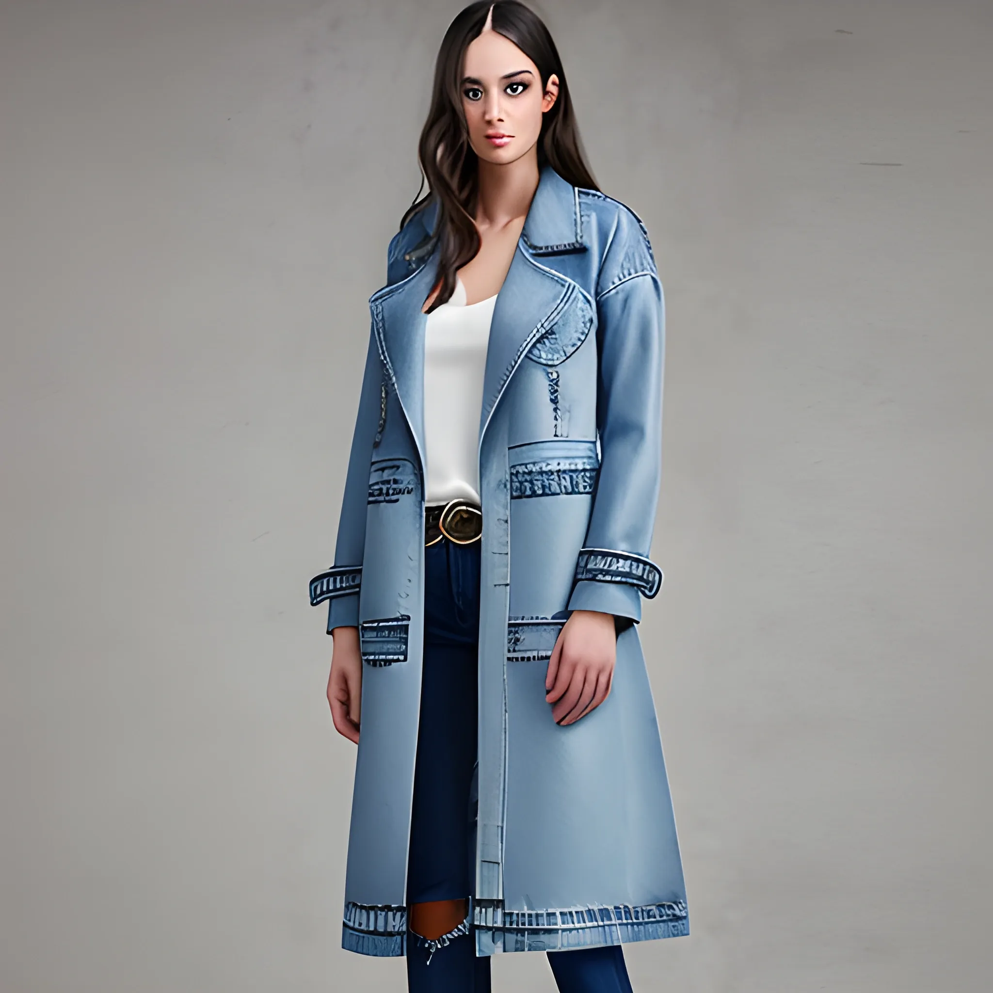 denim runway long coat 