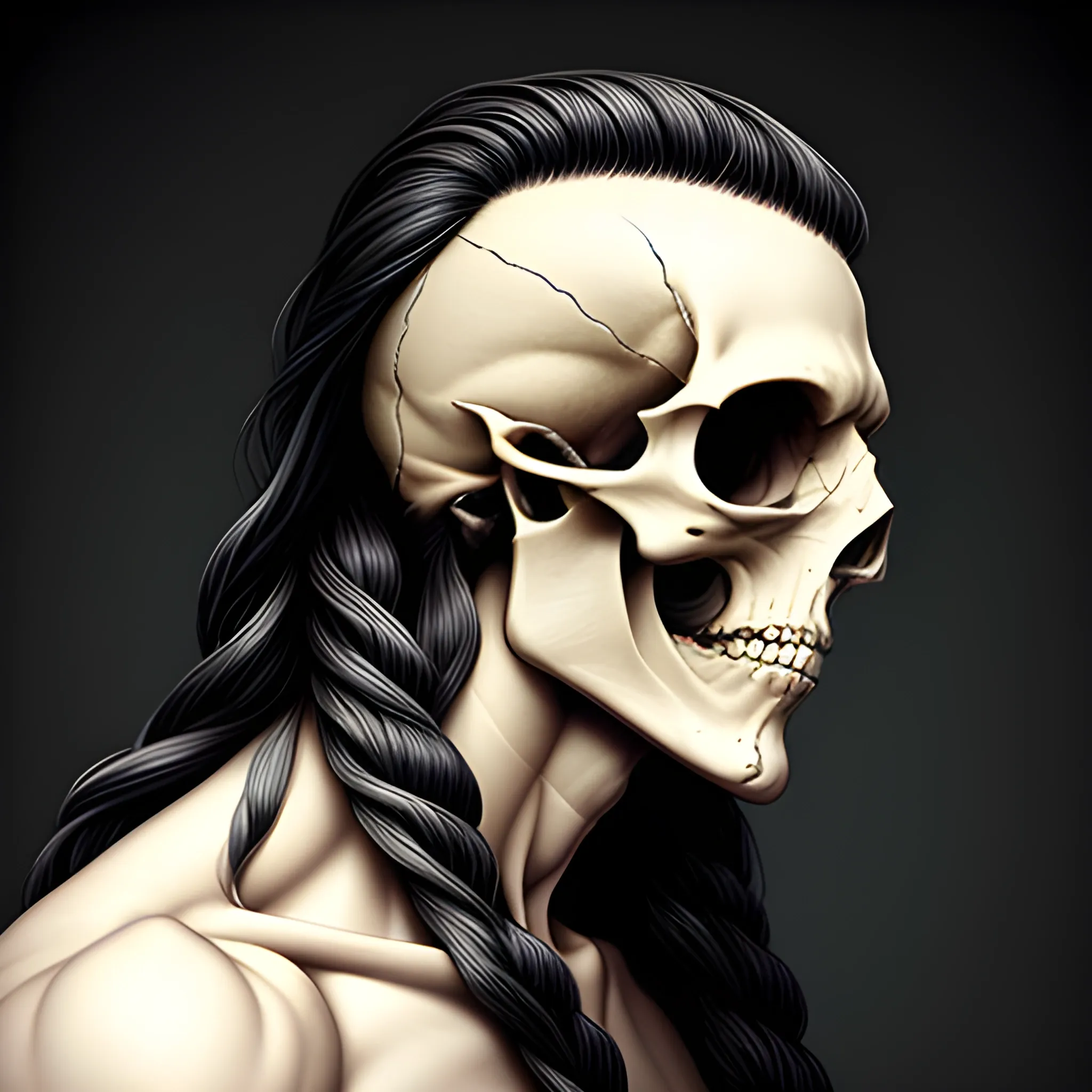 phydelelic art of  boy skull and long hair with various  philosopical meaning in each detail to make a art
