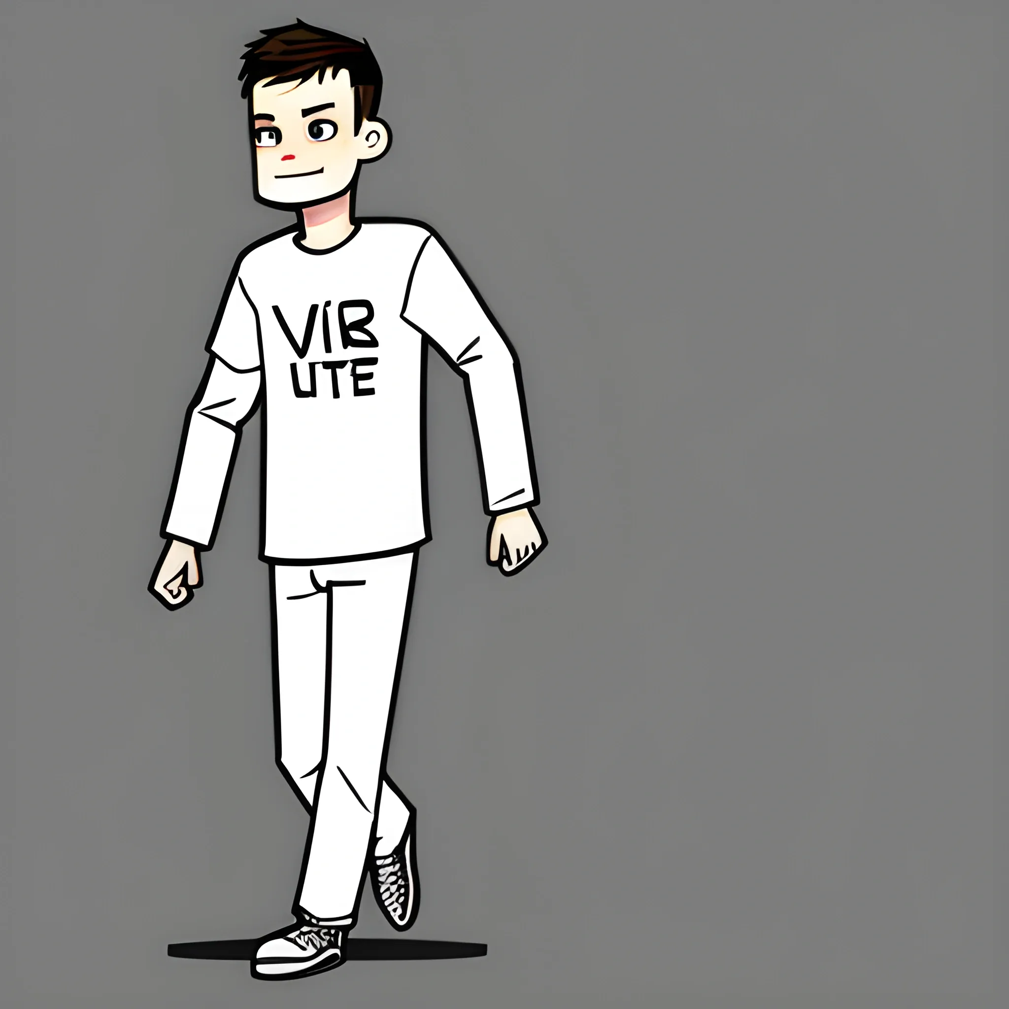 VITALIK BUTERIN full body cartoon with simple gray background, C ...