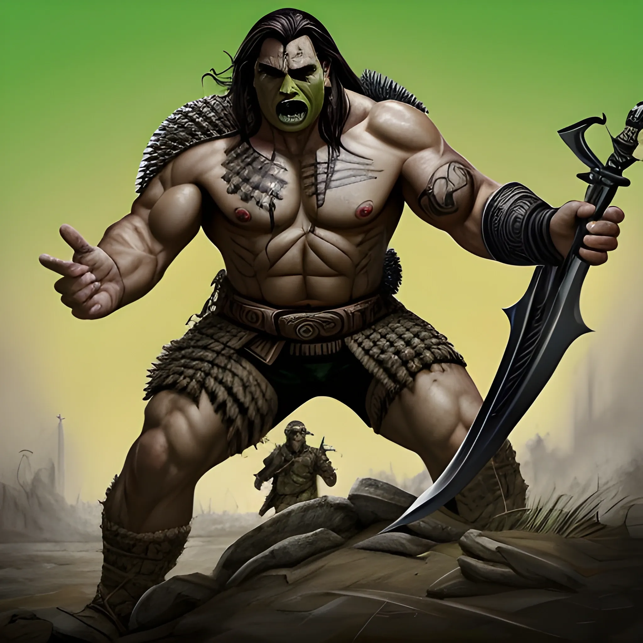 jair messias bolsonaro como um guerreiro segurando um machado meio-orc