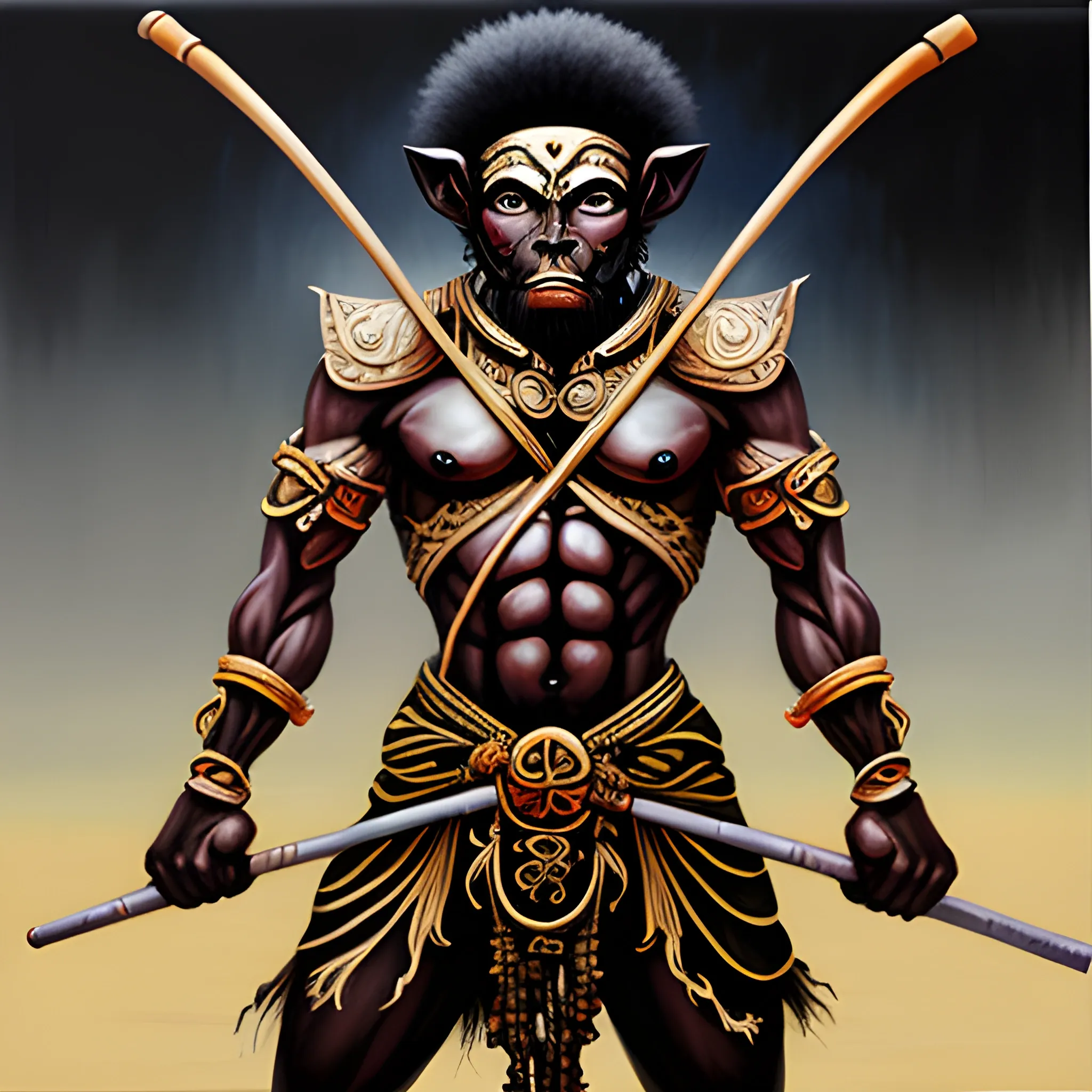 black myth wukong, Cartoon, Oil Painting