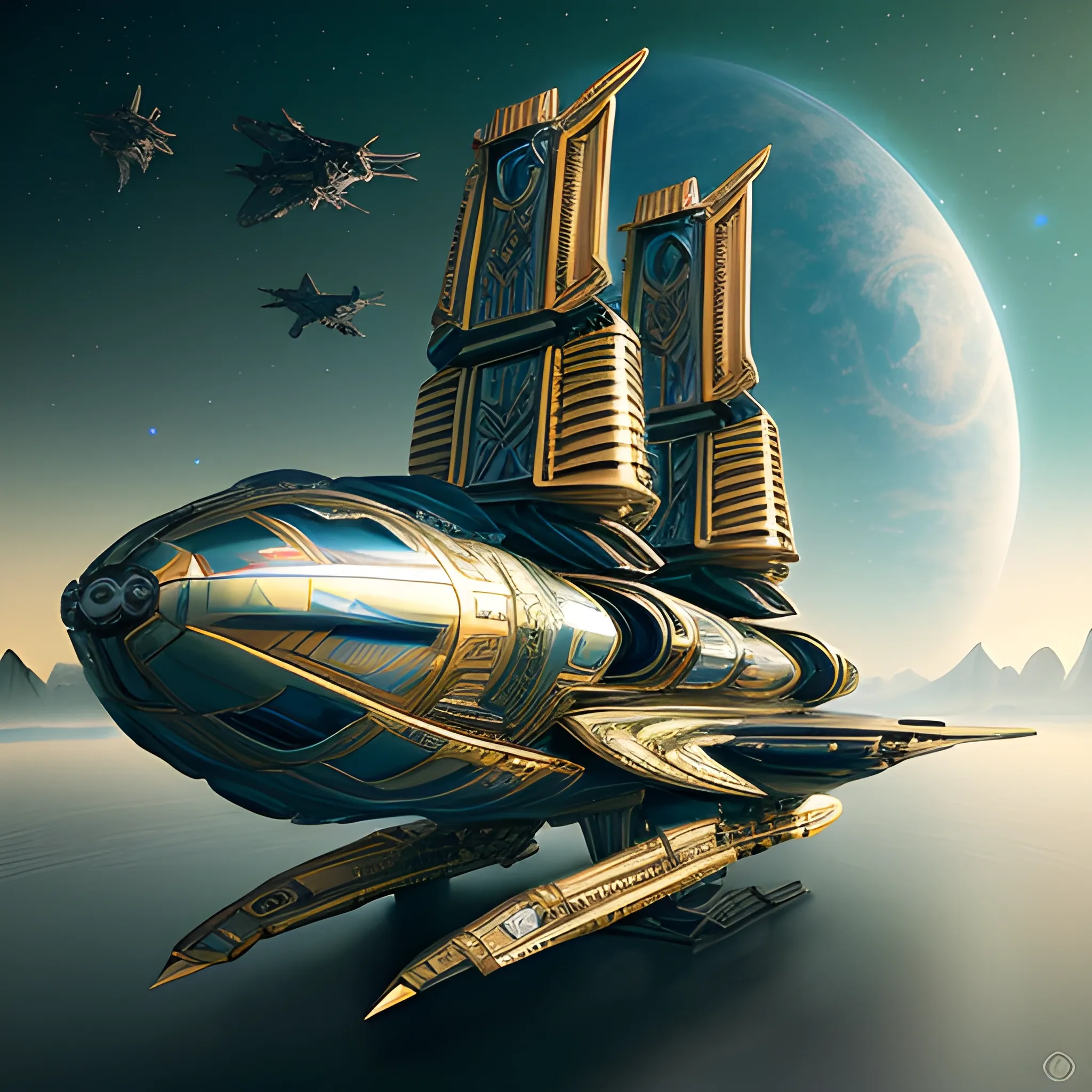 Matt Jeffries-inspired sci-fi concept art. Widescreen shot. A futuristic royalpunk sneakers shaped starship with blue diamond nacelles and intricate details zooms through space. Head-on shot. Steampunk-infused digital art style with metallic surfaces and detailed textures. 🦉Owl 🦉 🏯castle 🏰. Bright and vibrant colors reflecting off the ship's armor plating. Best quality, incredibly detailed, cinematic-level graphics, warm and inviting color palette, intense subtle reflections, razor-sharp clarity, stunning realism, sublime 3D modeling., 3D, Trippy.Leonardo Da Vinci-inspired sci-fi concept art. Widescreen shot. A futuristic royalpunk sneakers shaped starship with blue diamond nacelles and intricate details zooms through space. Steampunk-infused digital art style with metallic surfaces and detailed textures. A 1974 Winnebago is at the zenith, of the starship, to be the bridge, and it's elongated. 750 UHD 4D resolution wide-angle.