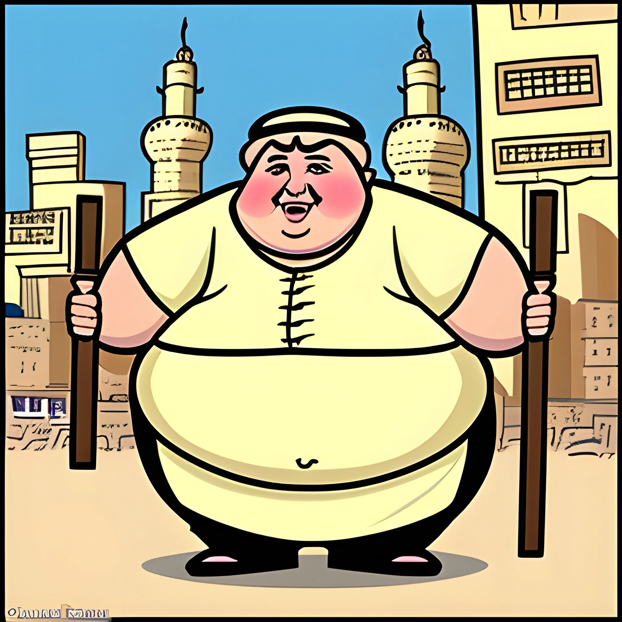 fat arab trader, Cartoon