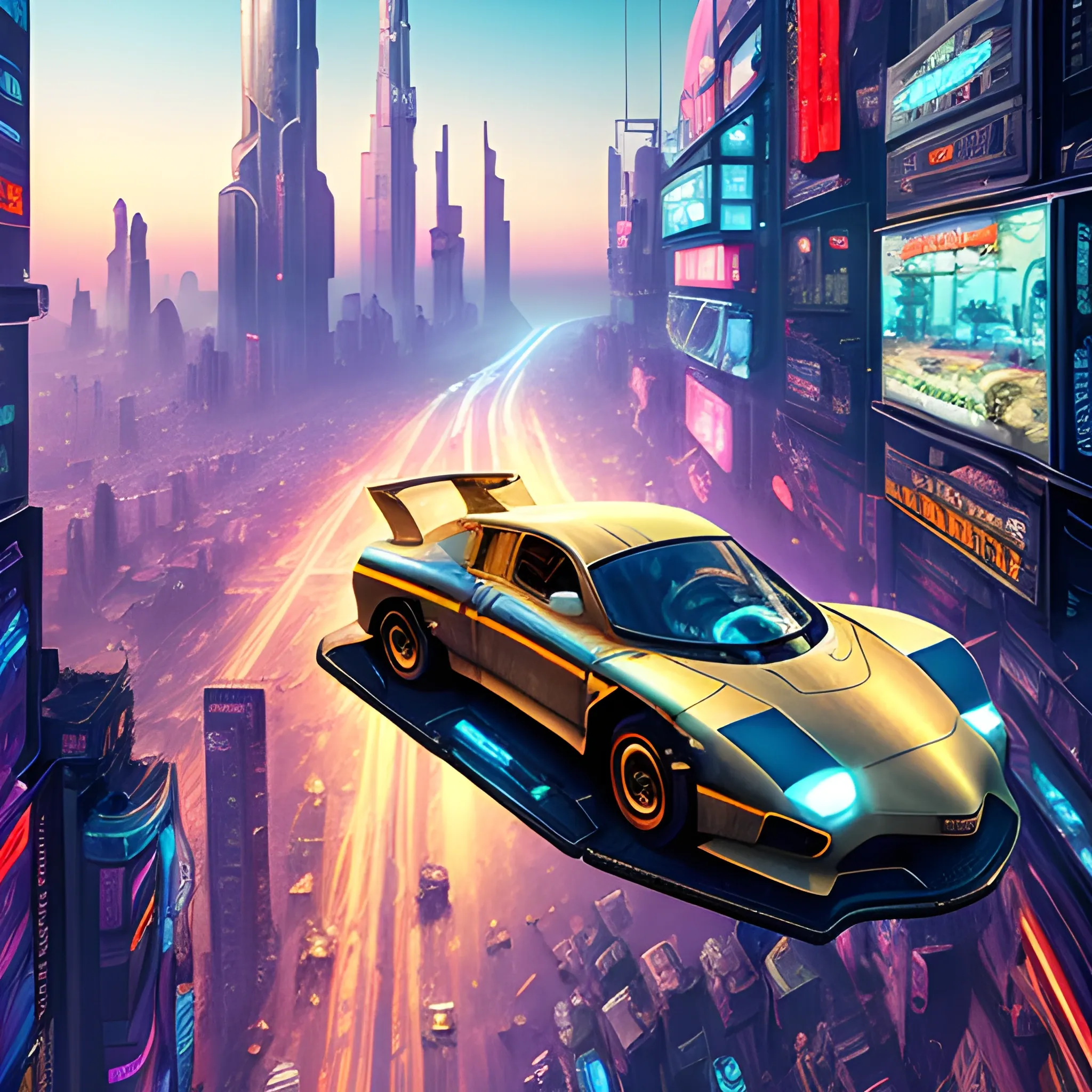 A Dramatic Drop-Off: The Edge of the World, cyberpunk Egyptian city street, futuristic technology, retro vehicles, FULL BODY, blonde woman, a retro hairstyle and vintage uniform, detailed buildings, flying cars, sci-fi, vibrant colors, high tech urban environment,