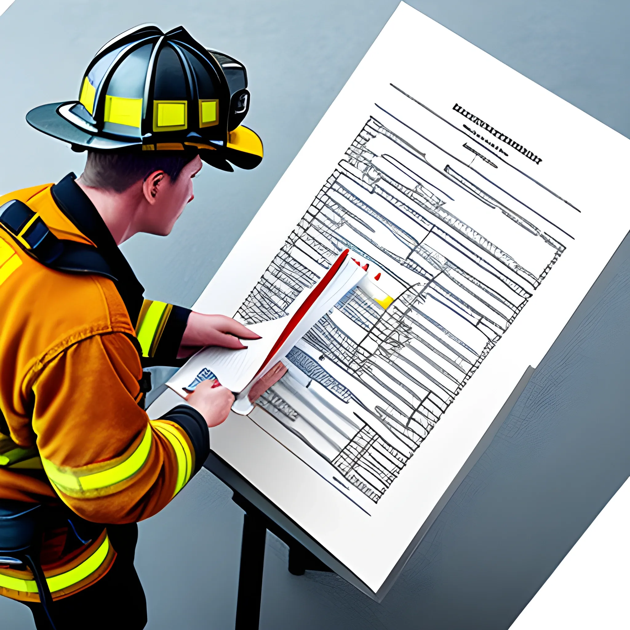 firefighter analising documents
