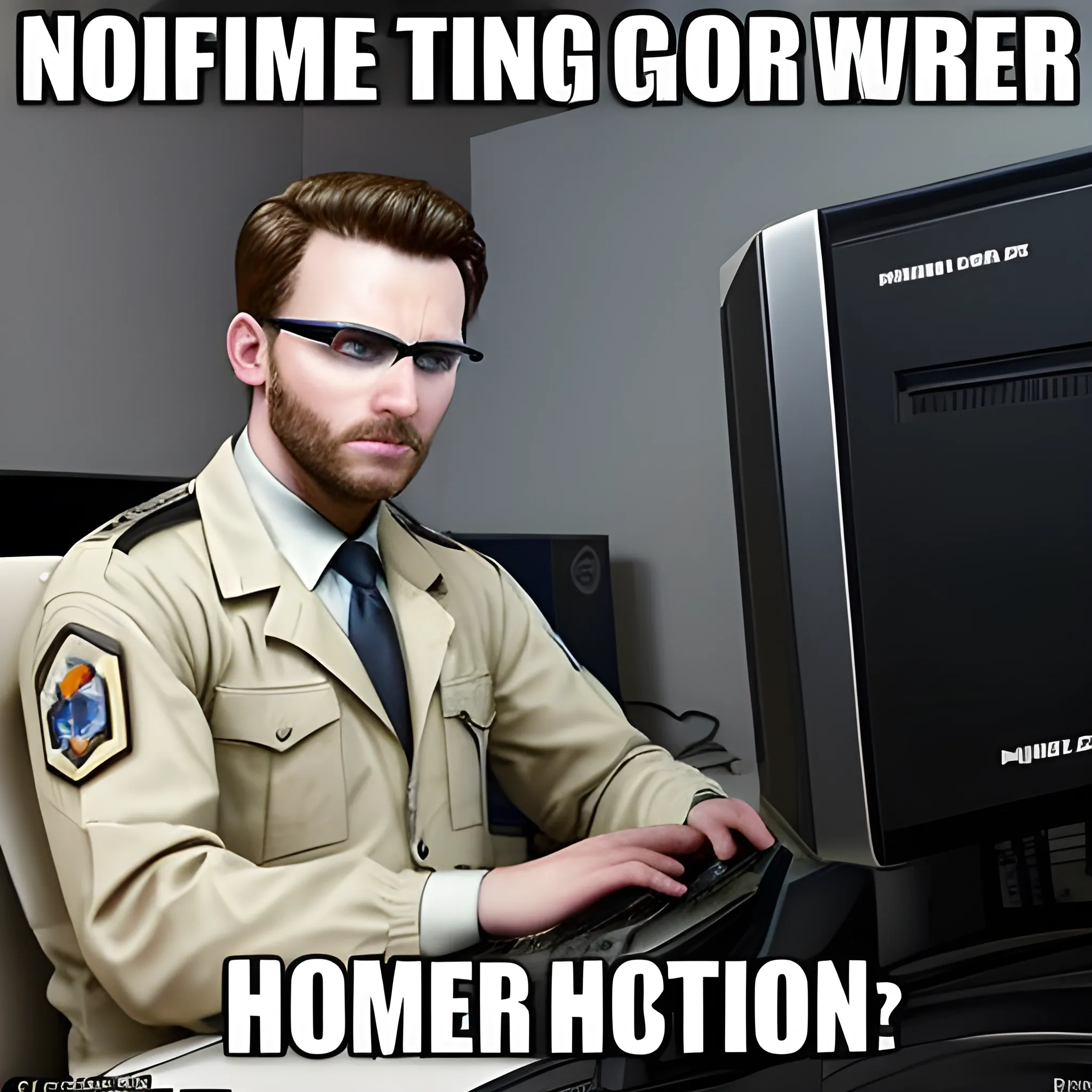 a computer gamer meme. waiting for his mission to get completed but it failed.