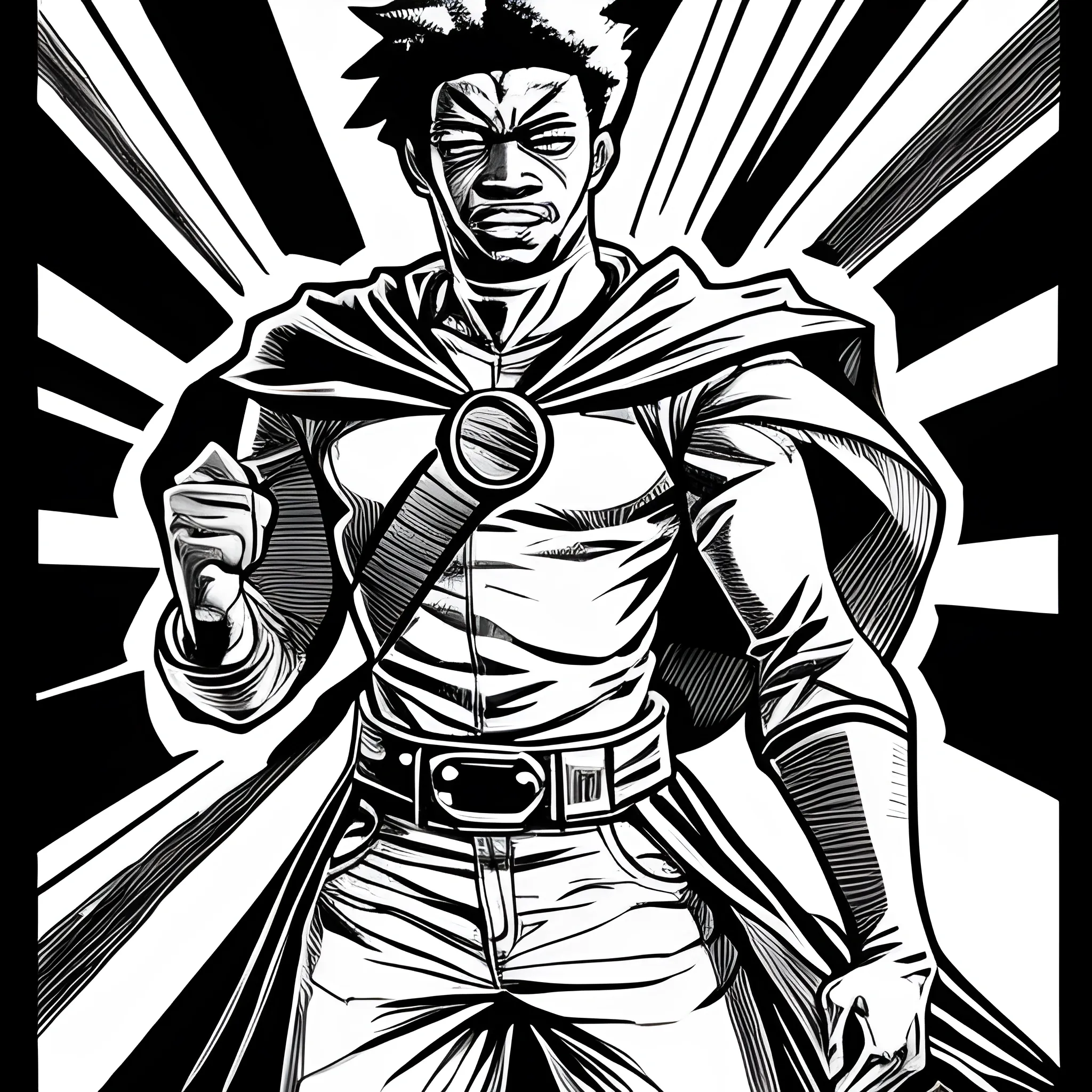 My hero style art. Pro Hero. African American. Sorcerer. , Cartoon