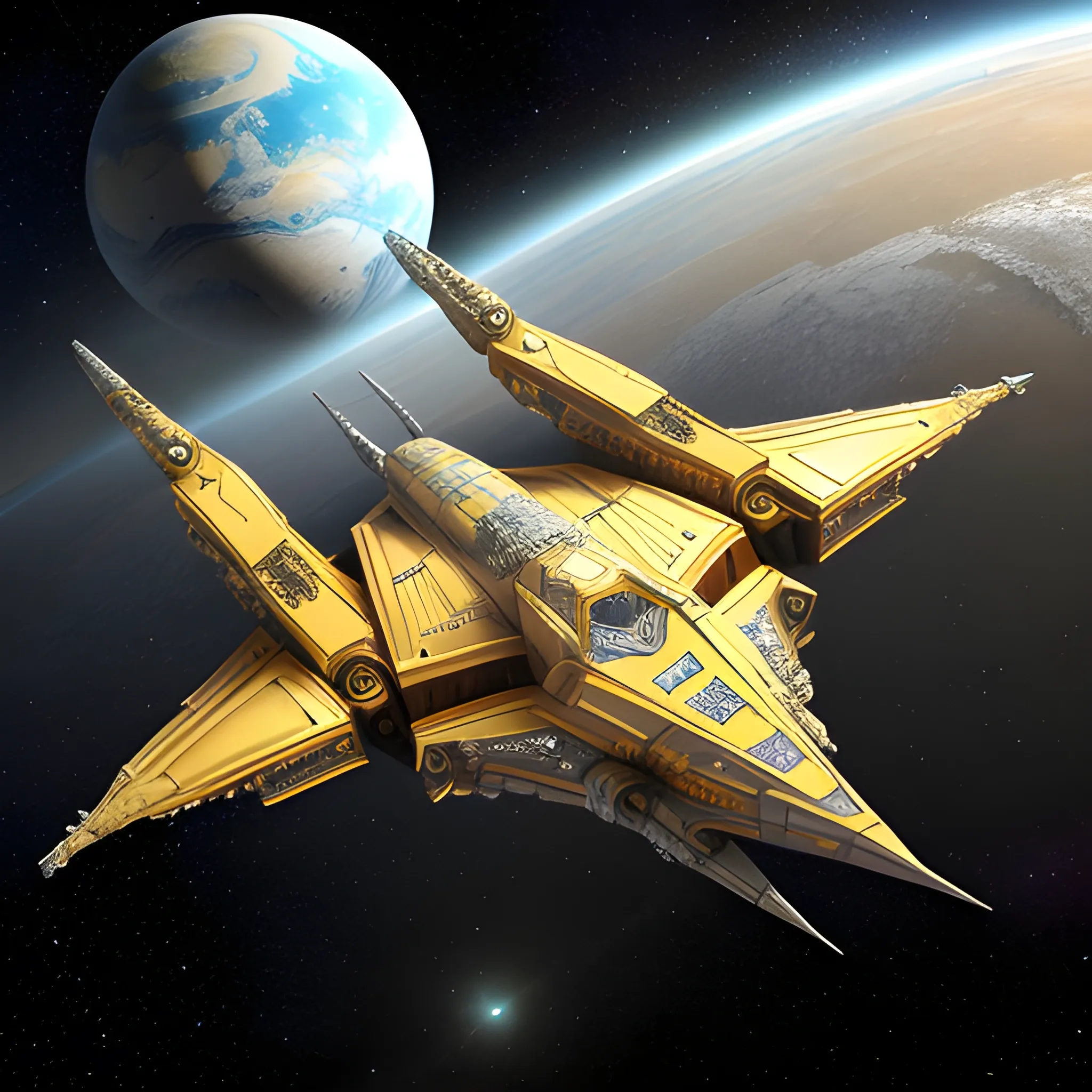 <lora:Starships And More:1.0> <lora:Cool Space Fantasy:1.0> A stunning 750 UHD 4D render of a royalpunk starship, designed with gold intricate details, exterior weaponry, and other such things. (((There's a massive metallic silver 🏰🏯castle 🏰 🏯, with diamond stained windows, at the center of the ship.)))(((Two AAA Battery symmetrical shaped diamond nacelles are yellow. )))The starship is in orbit of a giant Titan-size-Earth-esque planet.Babylon 5 G'Quan Heavy Cruiser.<lora:Starships And More:1.0> <lora:Cool Space Fantasy:1.0> A stunning 750 UHD 4D render of a Gold royalpunk starship, designed with crimson red intricate details, exterior weaponry, and other such things. (((There's a massive chrome silver 🏰🏯castle 🏰 🏯, with  diamond stained windows, at the center of the ship.)))(((Two cream colored crystal AAA Battery shaped nacelles.))) The starship is in orbit of a giant Titan-size-Earth-esque planet. Andromeda Ascendente combined with a 1974 Winnebago, as the starship.<lora:Starships And More:1.0> <lora:Cool Space Fantasy:1.0> A stunning 750 UHD 4D render of a Gold royalpunk starship, designed with crimson red intricate details, exterior weaponry, and other such things. (((There's a massive chrome silver 🏰🏯castle 🏰 🏯, with  diamond stained windows, at the center of the ship.)))(((Two cream colored crystal AAA Battery shaped nacelles.))) The starship is in orbit of a giant Titan-size-Earth-esque planet. Andromeda Ascendente combined with a 1974 Winnebago, as the starship., 3D, Trippy