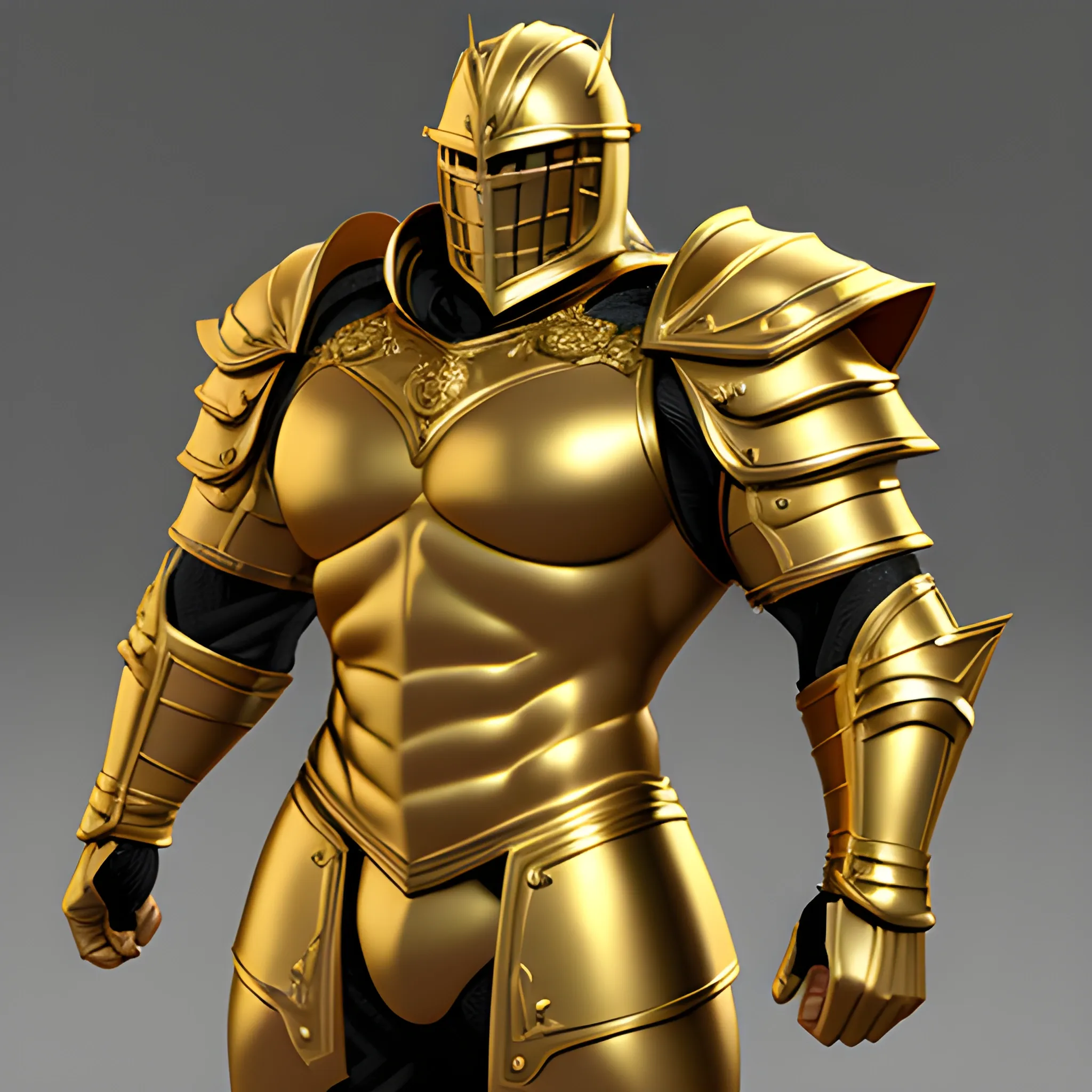 Muscle, male, armor, gold, muscular, 3D,