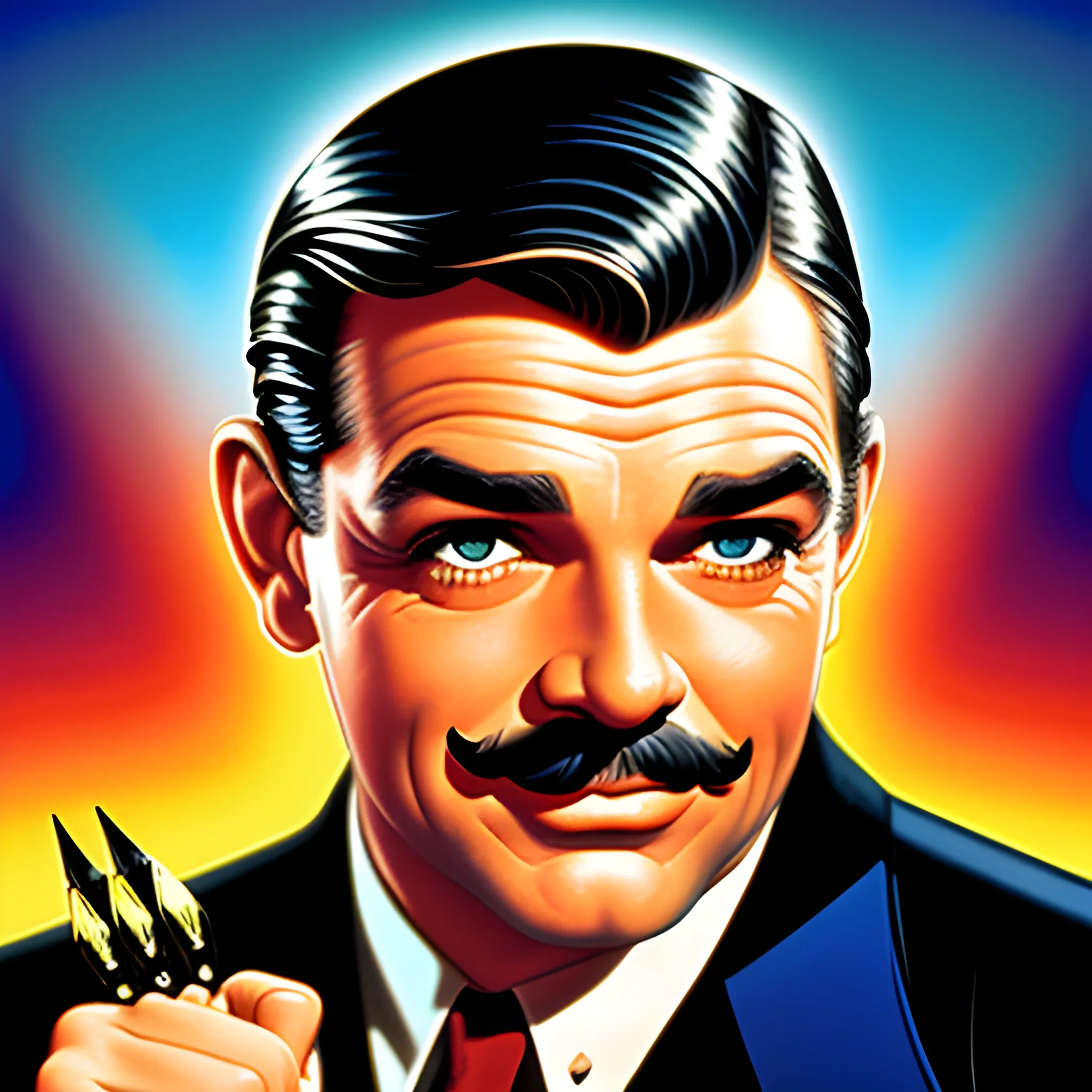 clark gable wave to the camera with a sign that says: Feliz Cumpleaños Aida, RGB color, ultra detailed, HD, HDR, ISLR,