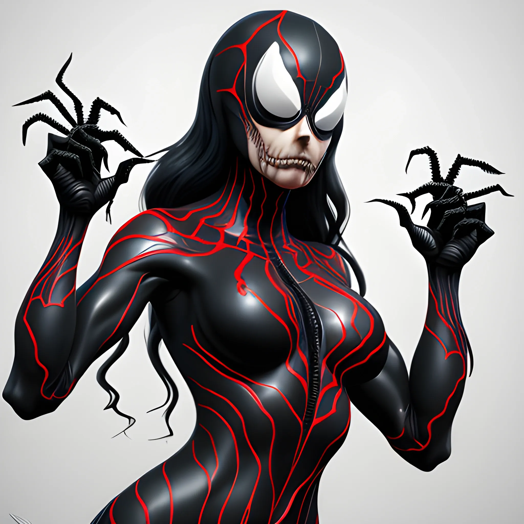 Digital Art. venom  spider woman , highly detailed, award-winning, professional photography, masterpiece, trending on artstation, 8k resolution