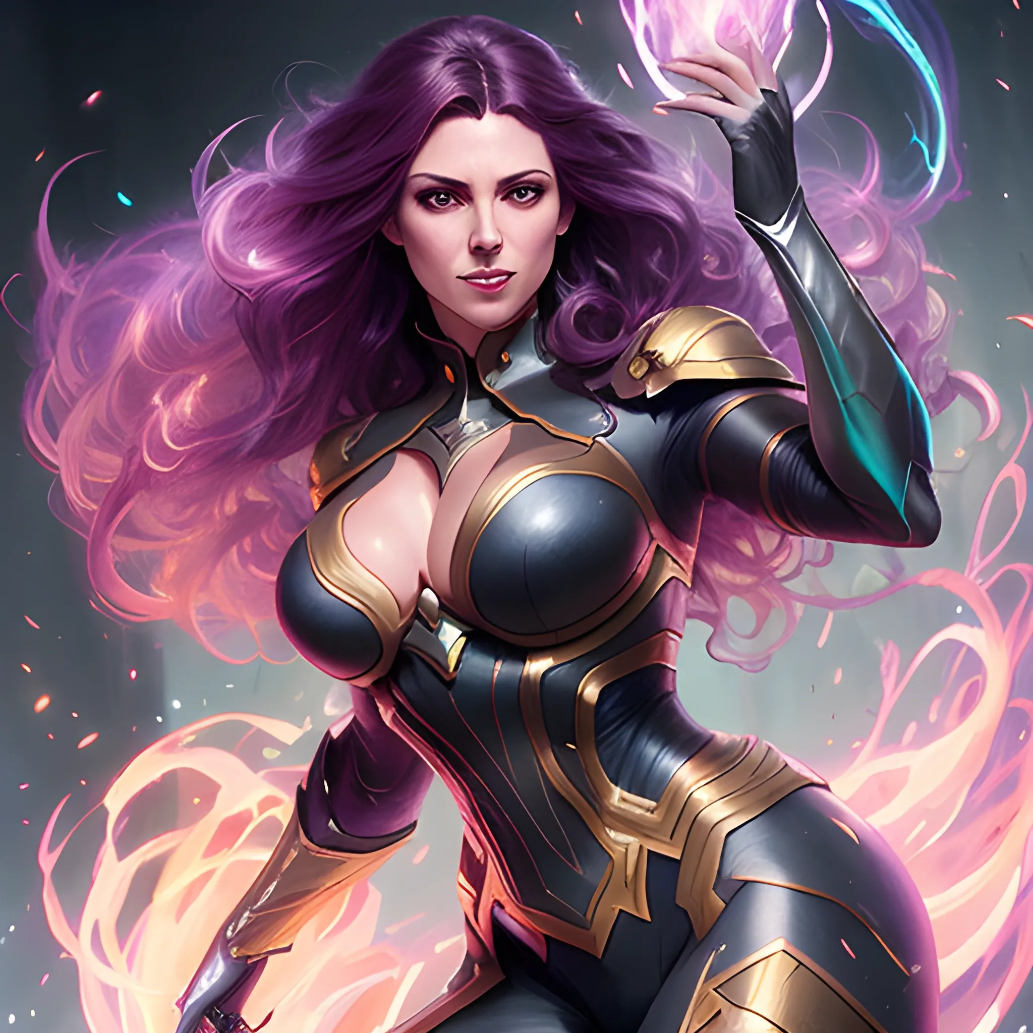 realistic portrait of a innocent young teen girl, d&d magic fantasy, dark magical school student uniform, light curly hair, casting a bright large-scale magical spell around herself, overflowing energy, highly detailed, digital painting, trending on artstation, pixiv, concept art, sharp focus, illustration, art by Ross Tran and Greg Rutkowski and Walt Disney animation