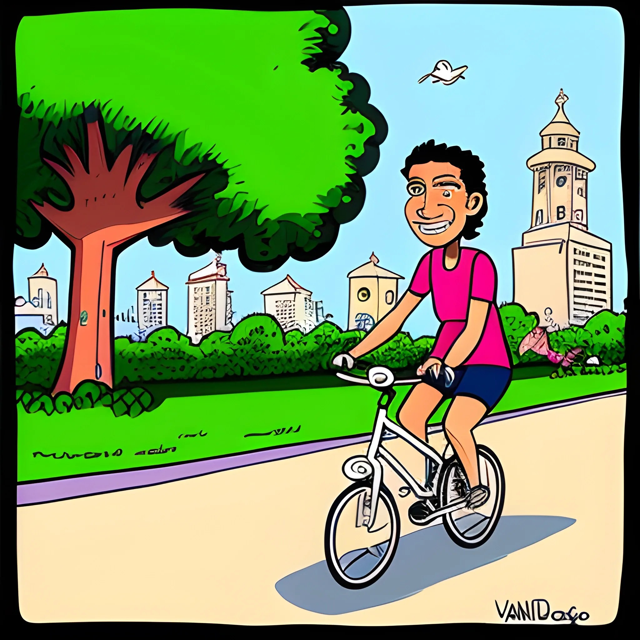 vaca andando en bicicleta, Cartoon