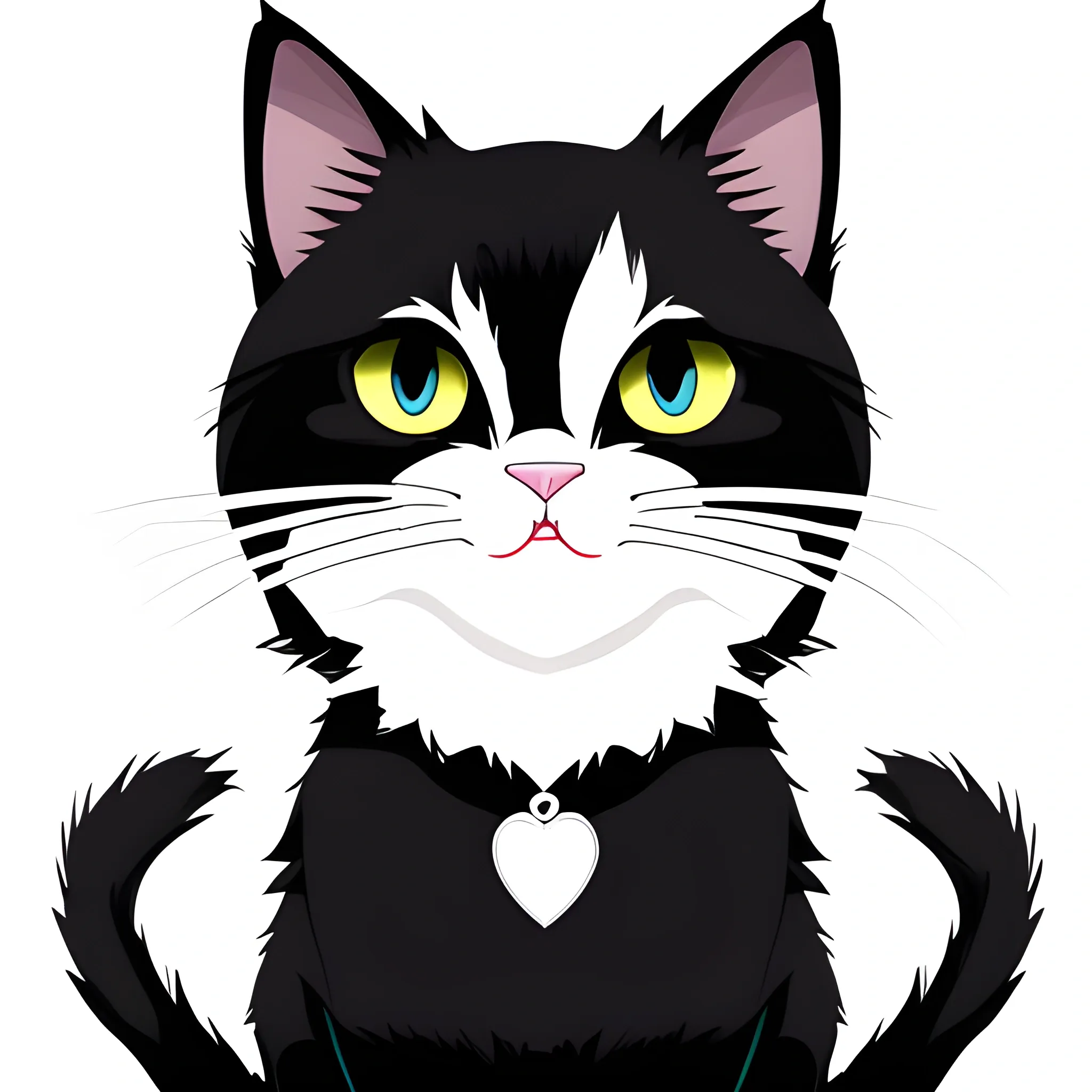 black cat, white empty background, Cartoon, 