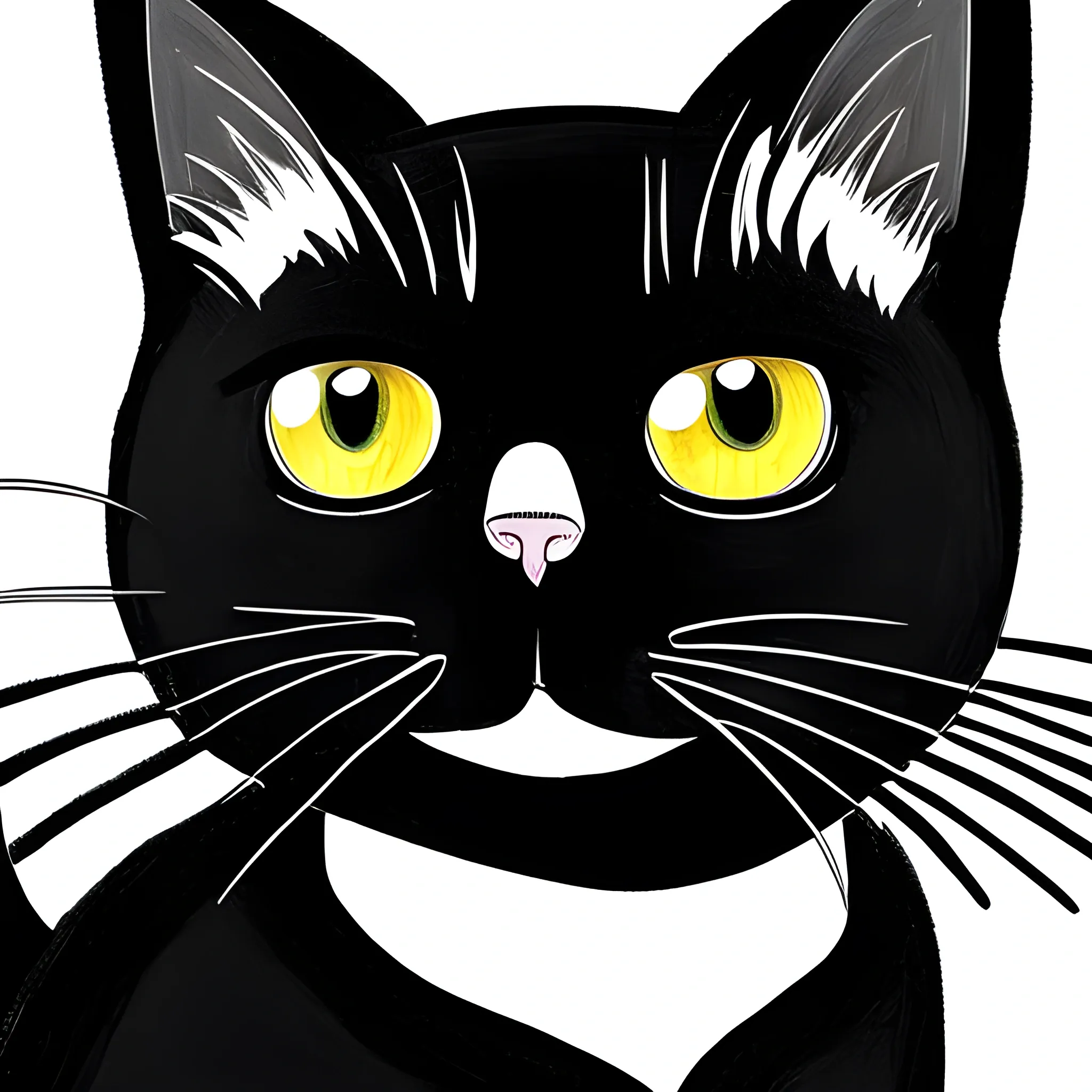 cat, black, full length, big eyes, cartoon