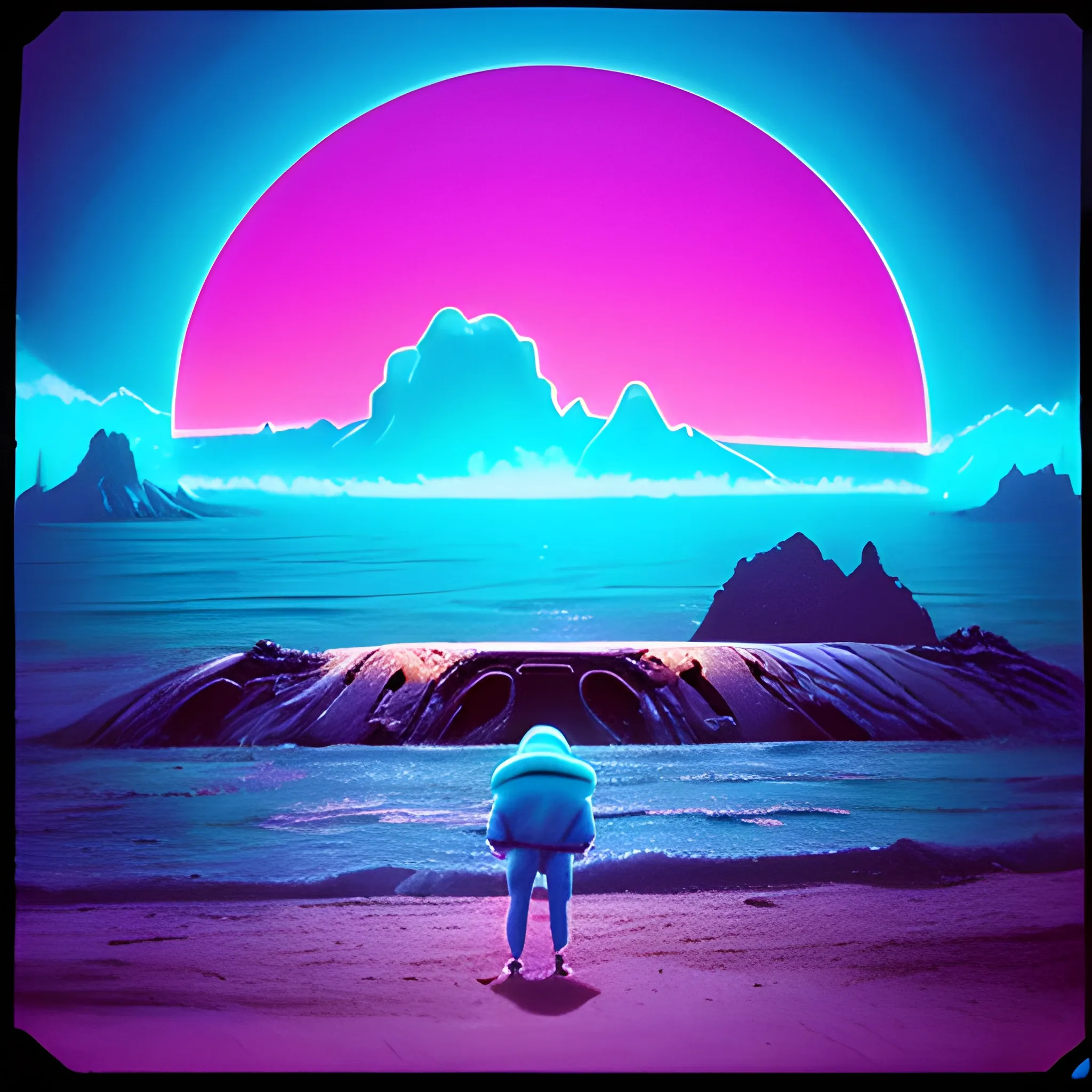 80s landscape photo, ET, goonies, retrowave, synthwave