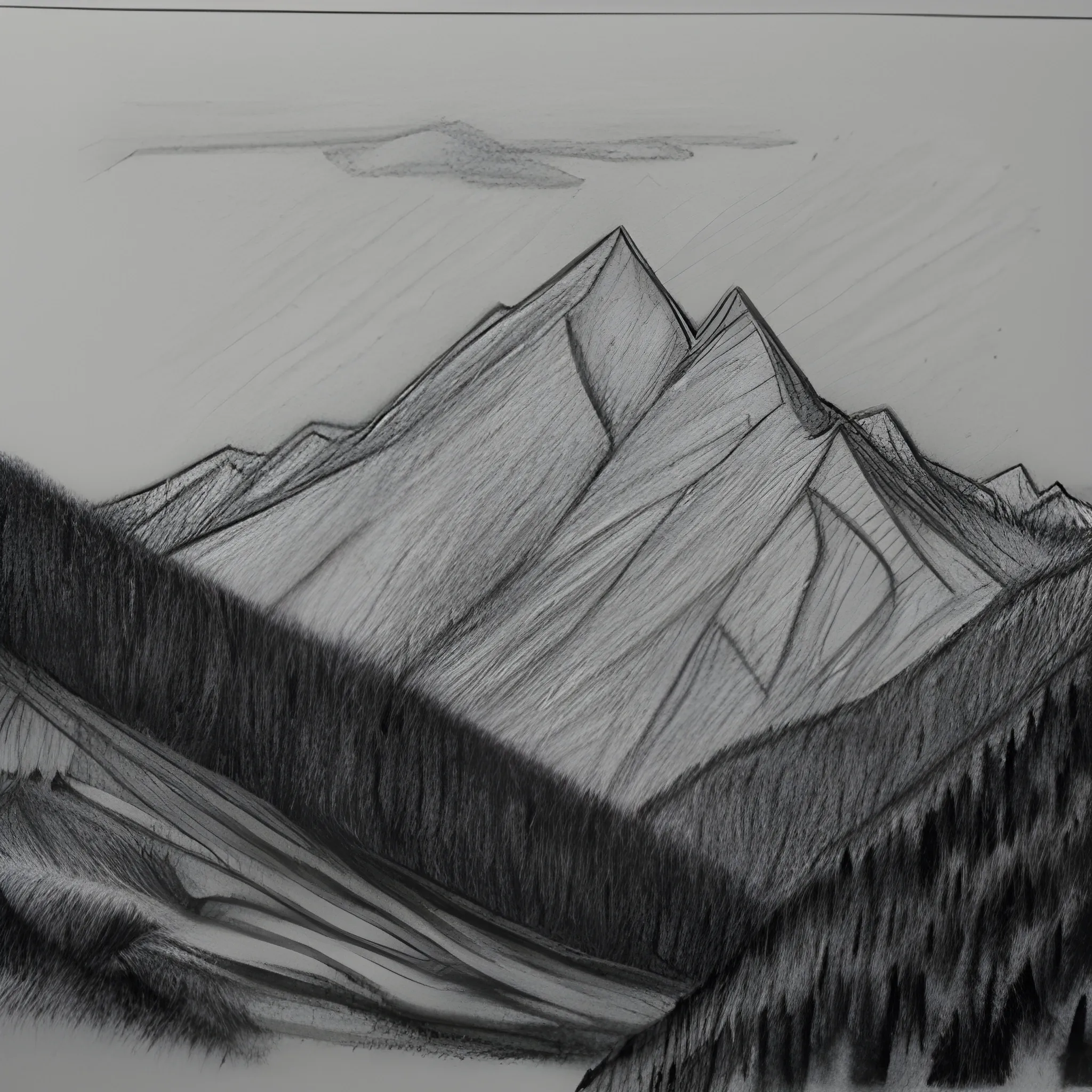 , Pencil Sketch mountain view
